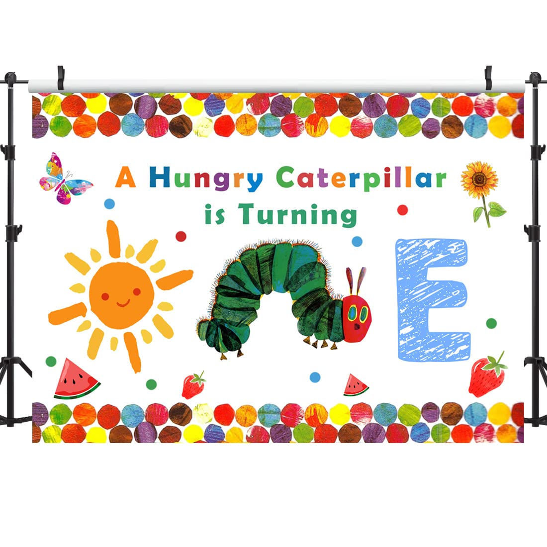 Lofaris A Hungry Caterpillar Is Turning One Happy Birthday Backdrop Sunshine Photocall Cartoon Caterpillar 1St Birthday Party Ba