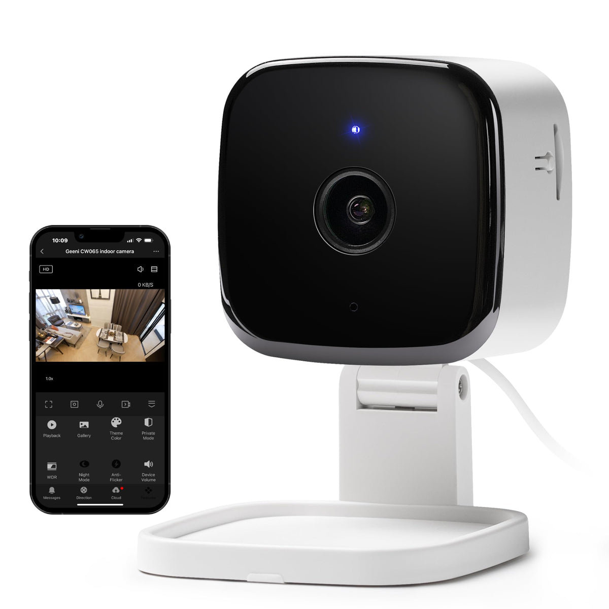 Geeni Peek Smart Indoor Security Camera 1080P Hd, Motion Alerts, 2 Way Audio, Night Vision, Compatible With Alexa & Google Home, White