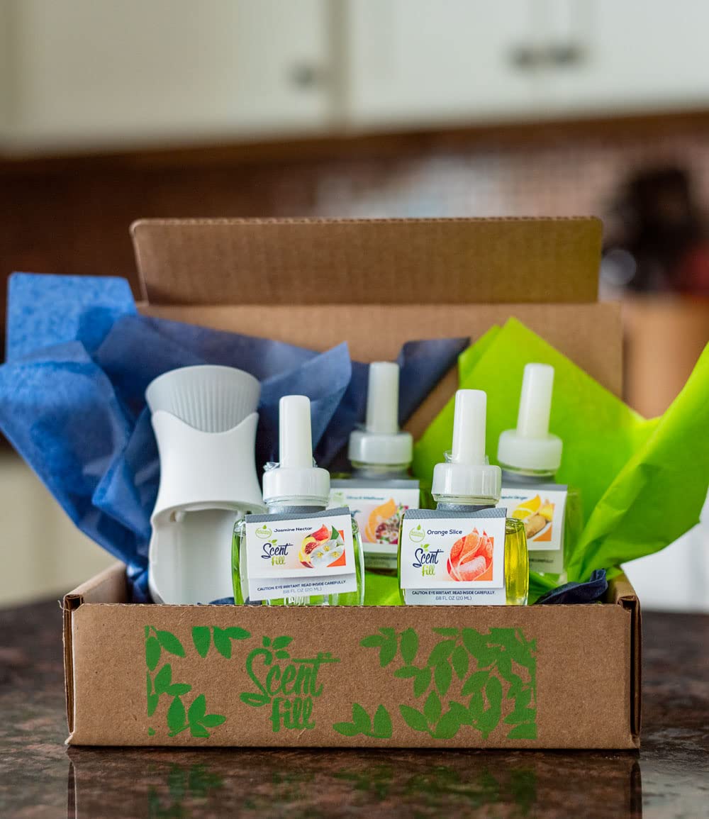 Summer Scent Fill Plug In Air Freshener Kit (Cucumber Melon, Grapefruit Vanilla, Island Essence, And Jasmine Nectar), 4 Refills