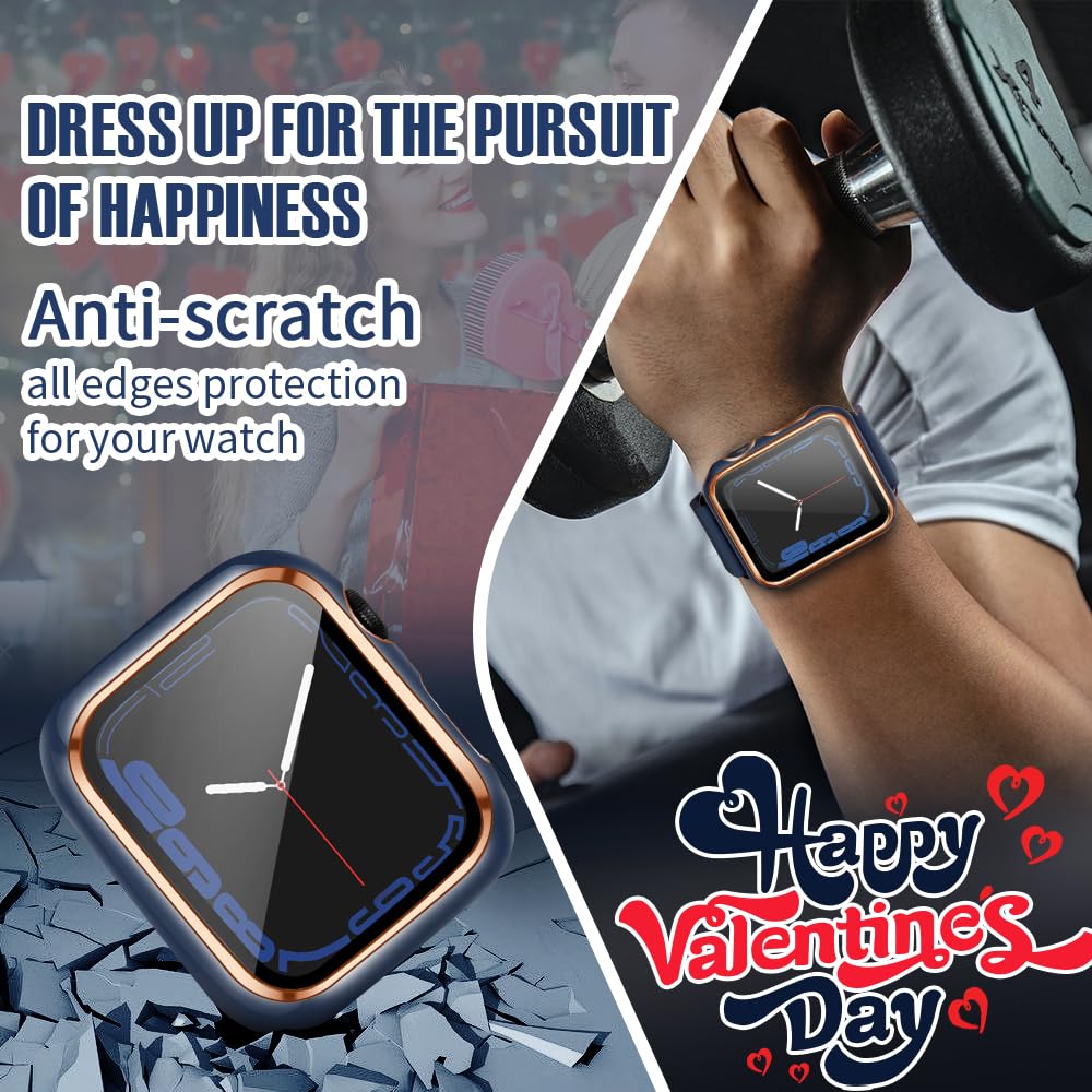 Top4Cus 45Mm Case Compatible With Apple Watch, With Built In Tempered Glass Screen Protector, Pc Cover For Iwatch Series 9/8/7/S