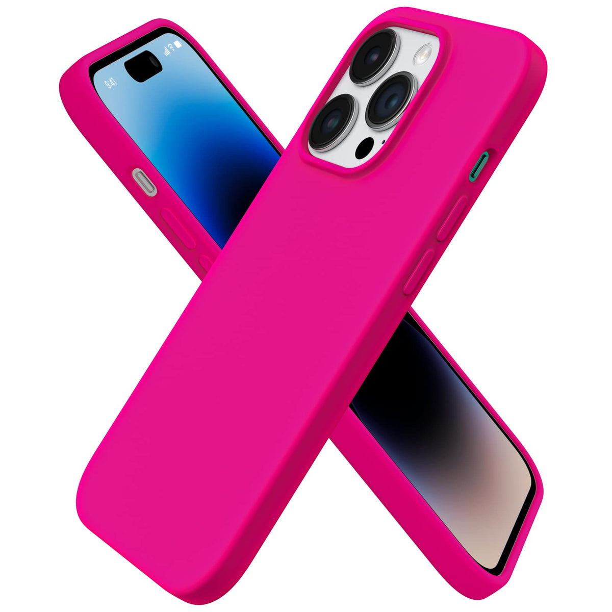 Ornarto Compatible With Iphone 14 Pro Case 6.1, Slim Liquid Silicone 3 Layers Full Covered Soft Gel Rubber Phone Case Protective