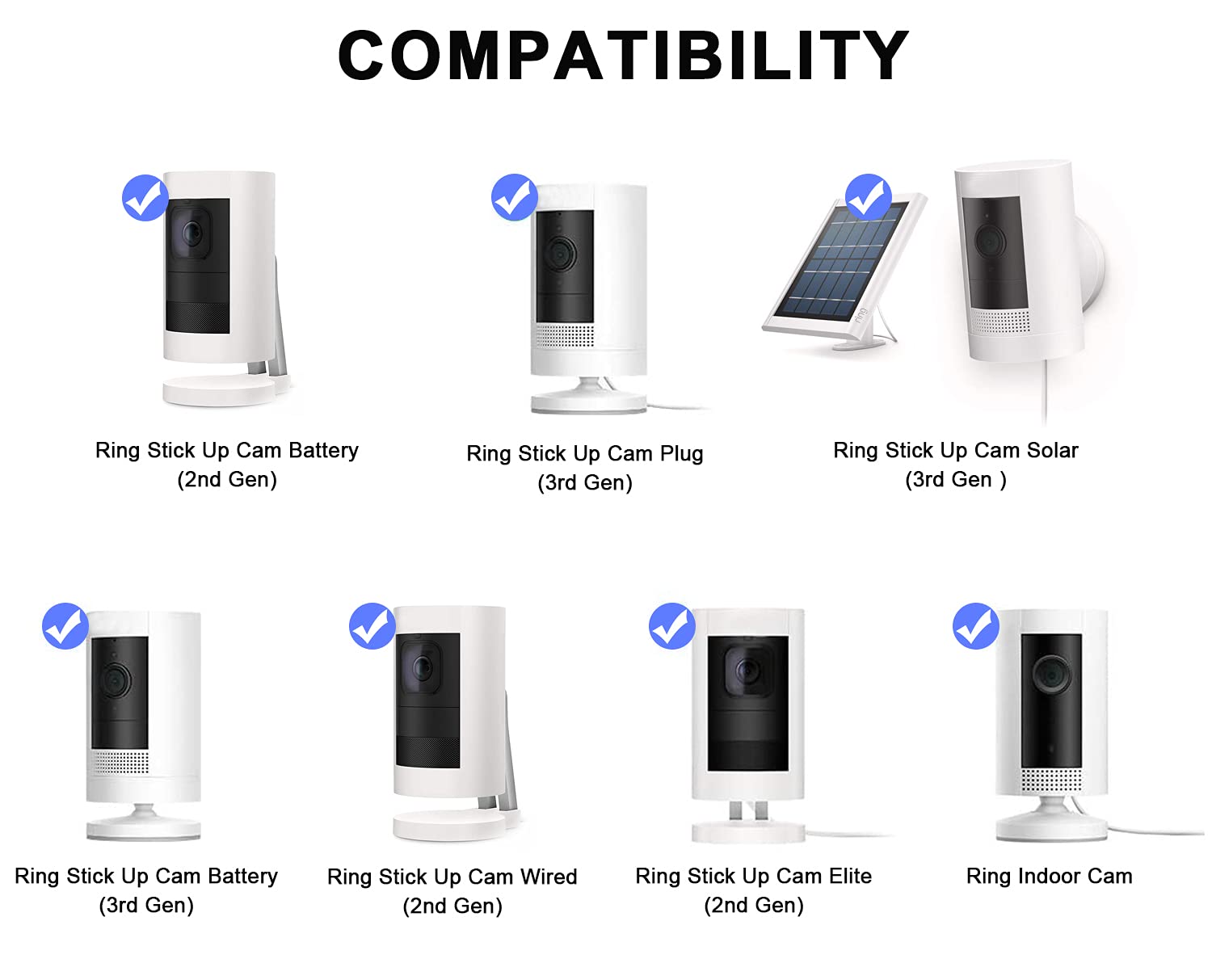 2Pack Adjustable Wall Mount Bracket Compatible With Ring Stick Up Cam & Ring Indoor Cam(1St Gen), Perfect View Angle For Ring Camera System