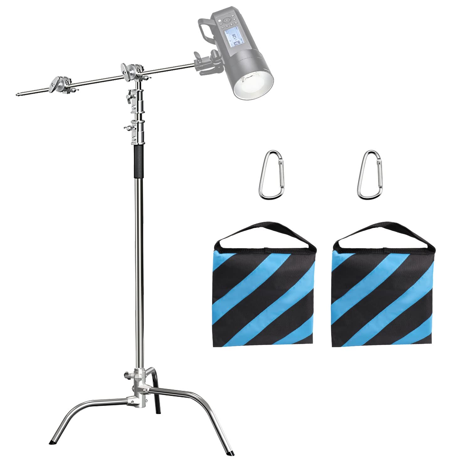 Photography C Stand With Boom Arm: 100% Stainless Steel   Takerers Bs10 Heavy Duty Max Height 10.5Ft/131Inch Light Stands (1 Pac