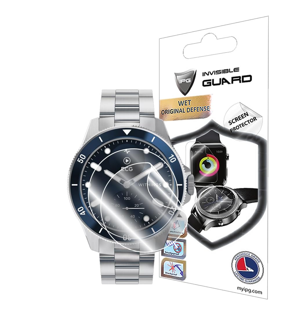 IPG for Withings ScanWatch Nova - Hybrid Smart Watch Hydrogel Screen Protector (2 Units) Invisible HD Clear Film Anti Scratch Gu
