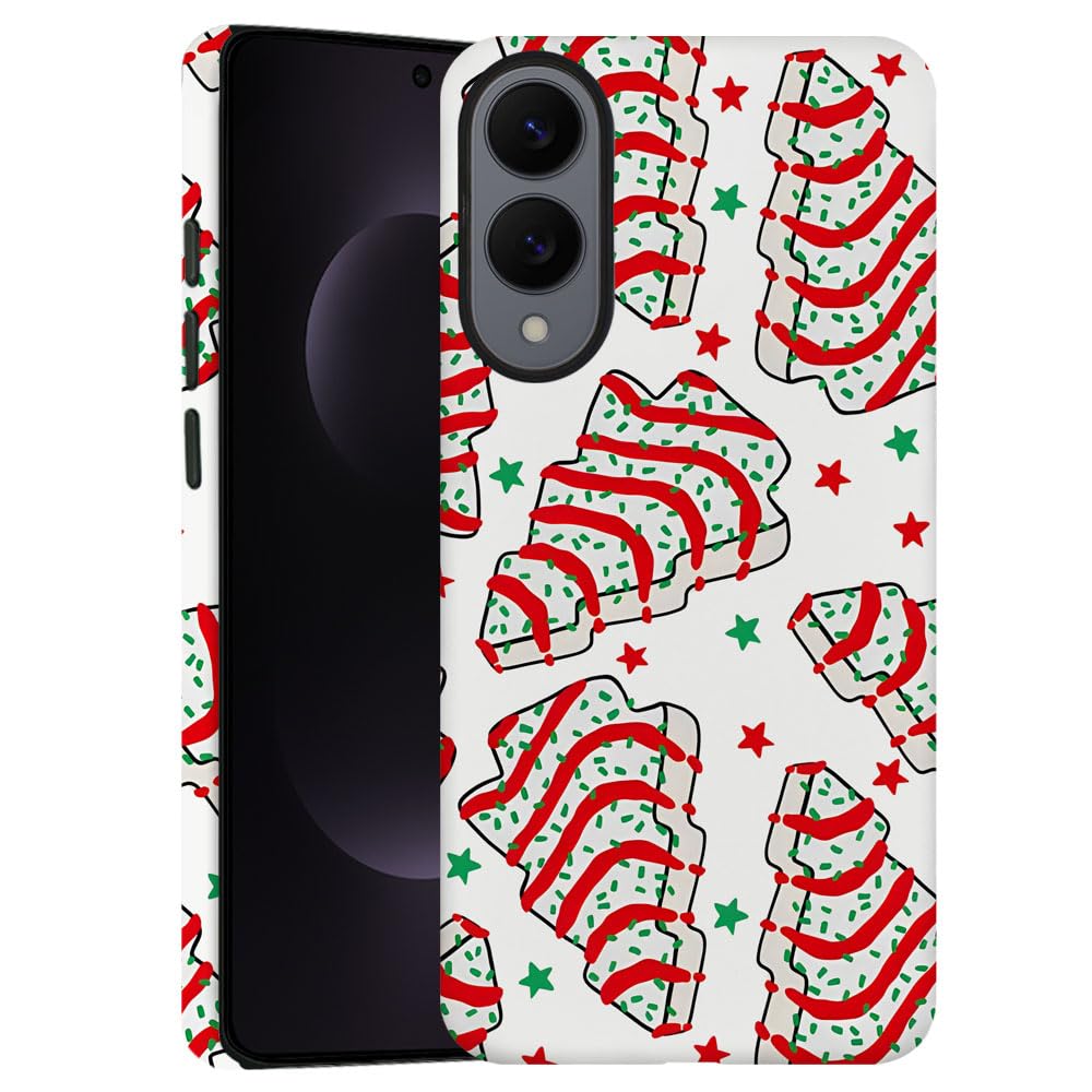 TnXee Case for Samsung Galaxy S25 Edge,Merry Christmas Tree Red Phone Case Drop Resistant Frosted 2 in 1 Solid Dual-Layer Cover 