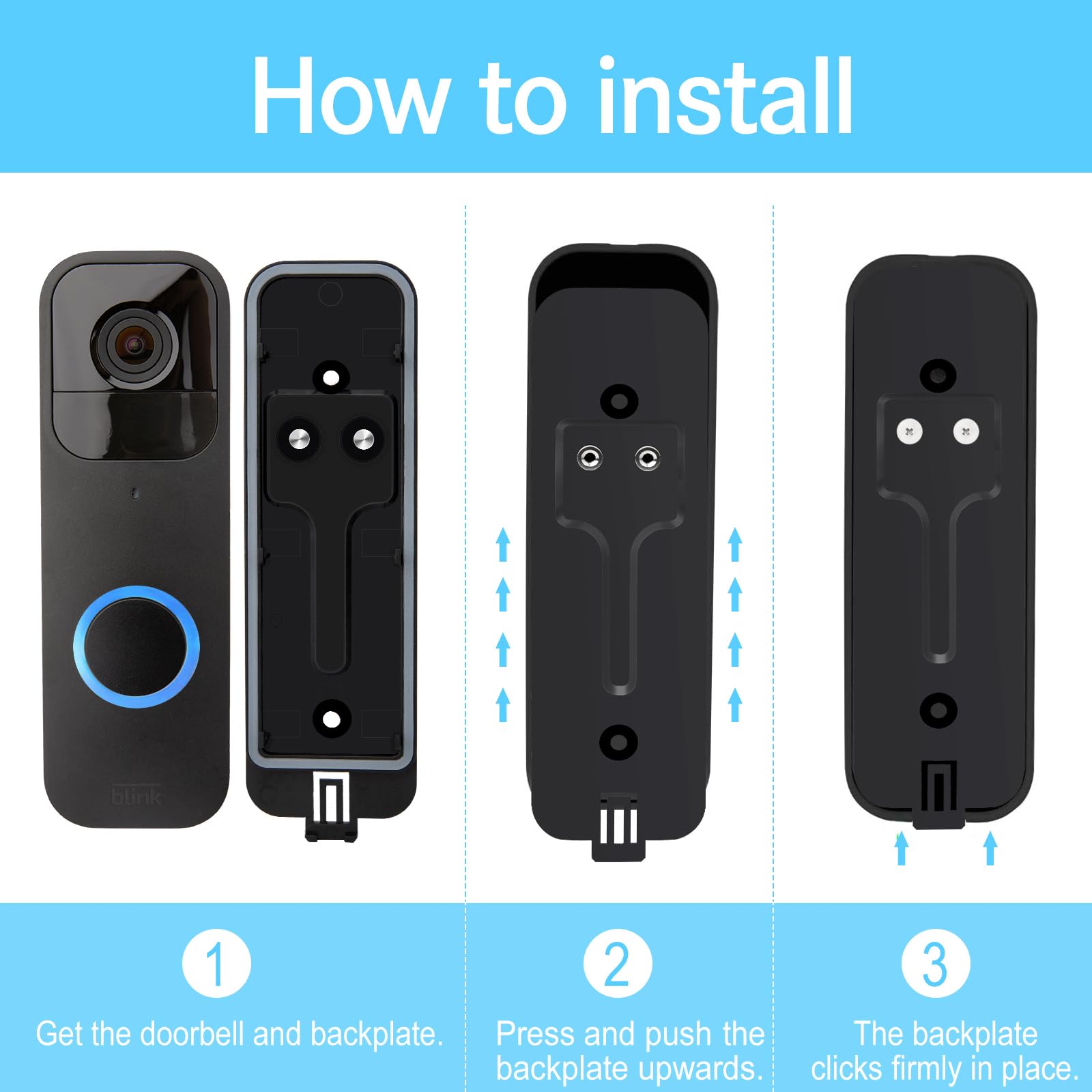 For Blink Doorbell Backplate Replacement, Compatible With Blink Video Doorbell, Include Mount Accessory (Black 1 Pack)