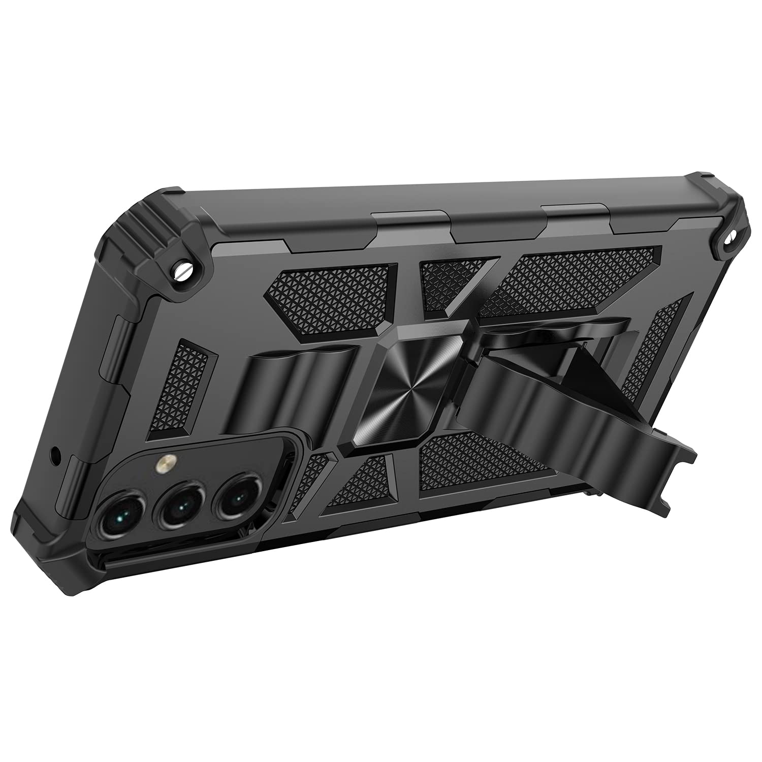 Phone Case For Galaxy-A15-5G Case W/Tempered Glass Screen Protector(Full Coverage) [Full-Body][15Ft Mil-Grade][Built-In Kickstan