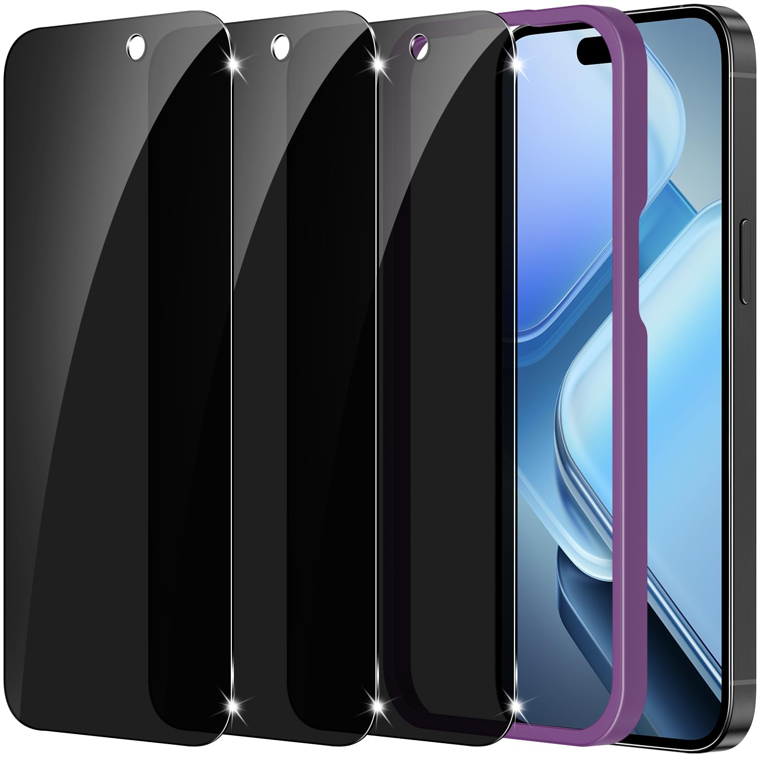 Sorlnern (3 Pack) Privacy Screen Protector Tempered Glass Compatible For Iphone 16 Pro   Shatterproof/Anti Scratch/Anti Spy/Dura