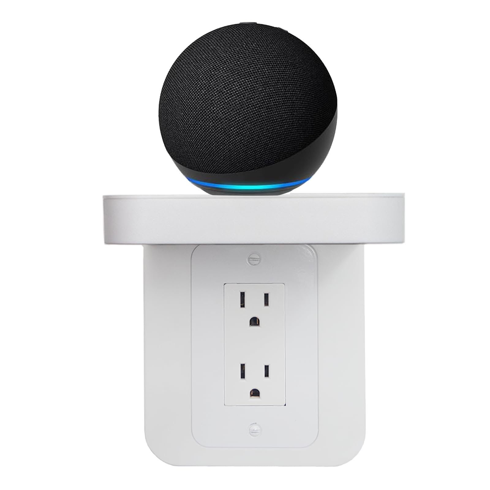 Beliefluo Outlet Shelf Holder, Bathroom Decor With Built In Cable Management,A Space Saving Solution For Homepod Mini,Google Home/Echo/Smart Speakers/Electric Toothbrush/Cell Phone (Decora)