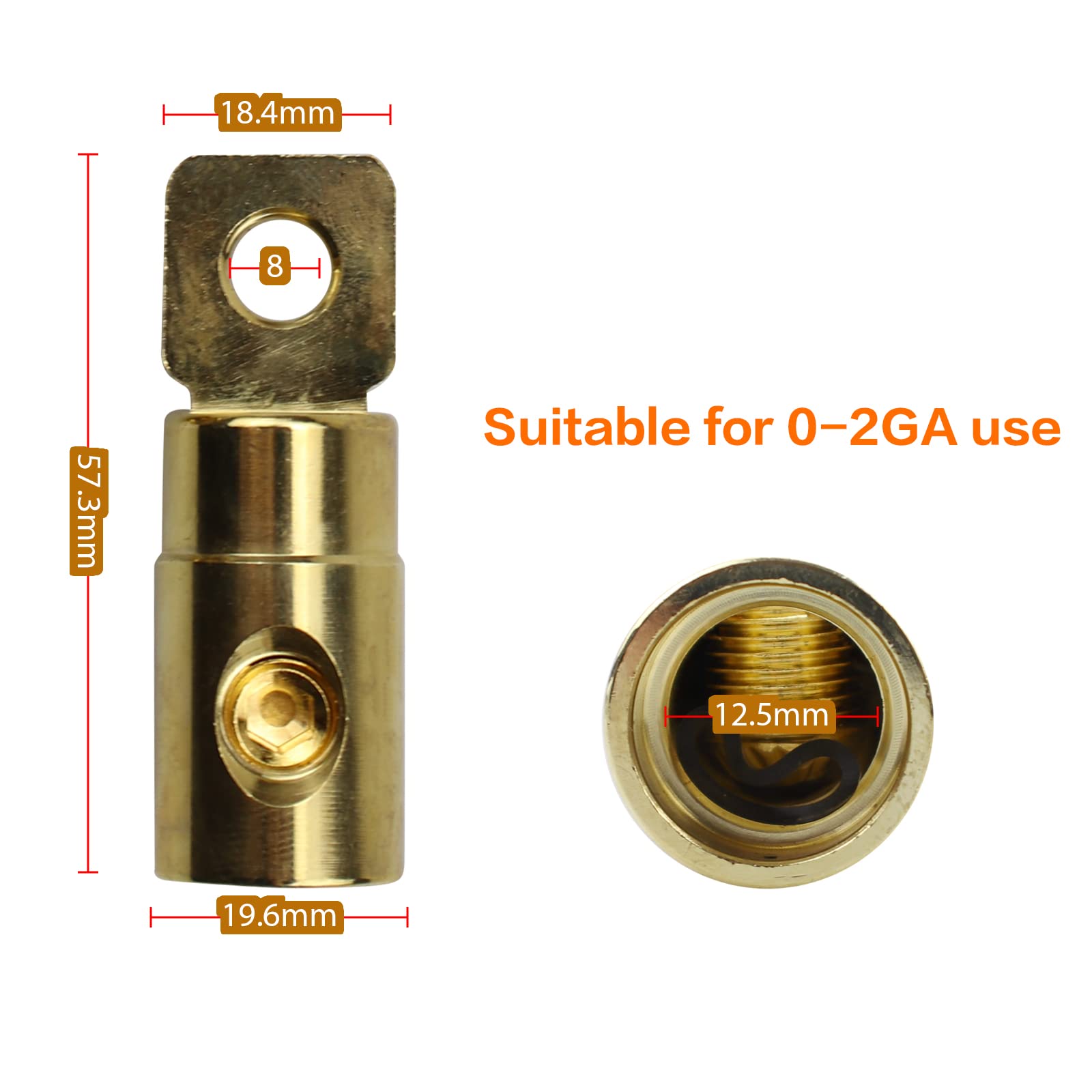 Zookoto 2 Pcs Rt1 0Ga Wire Ga Reducer, For Car Stereo Audio Awg Pin Power Ground Wire Reducer