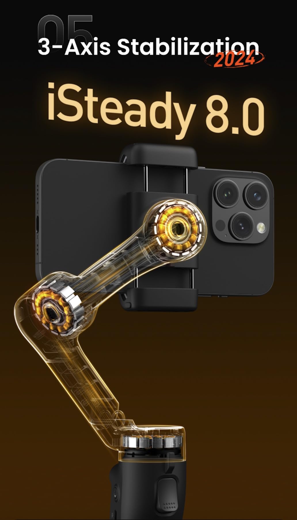 Hohem Isteady X3 Gimbal Stabilizer For Iphone, Ai Tracker Stabilizer, 3-Axis Smartphone Foldable Gimbal W/3-Color Fill Light, De