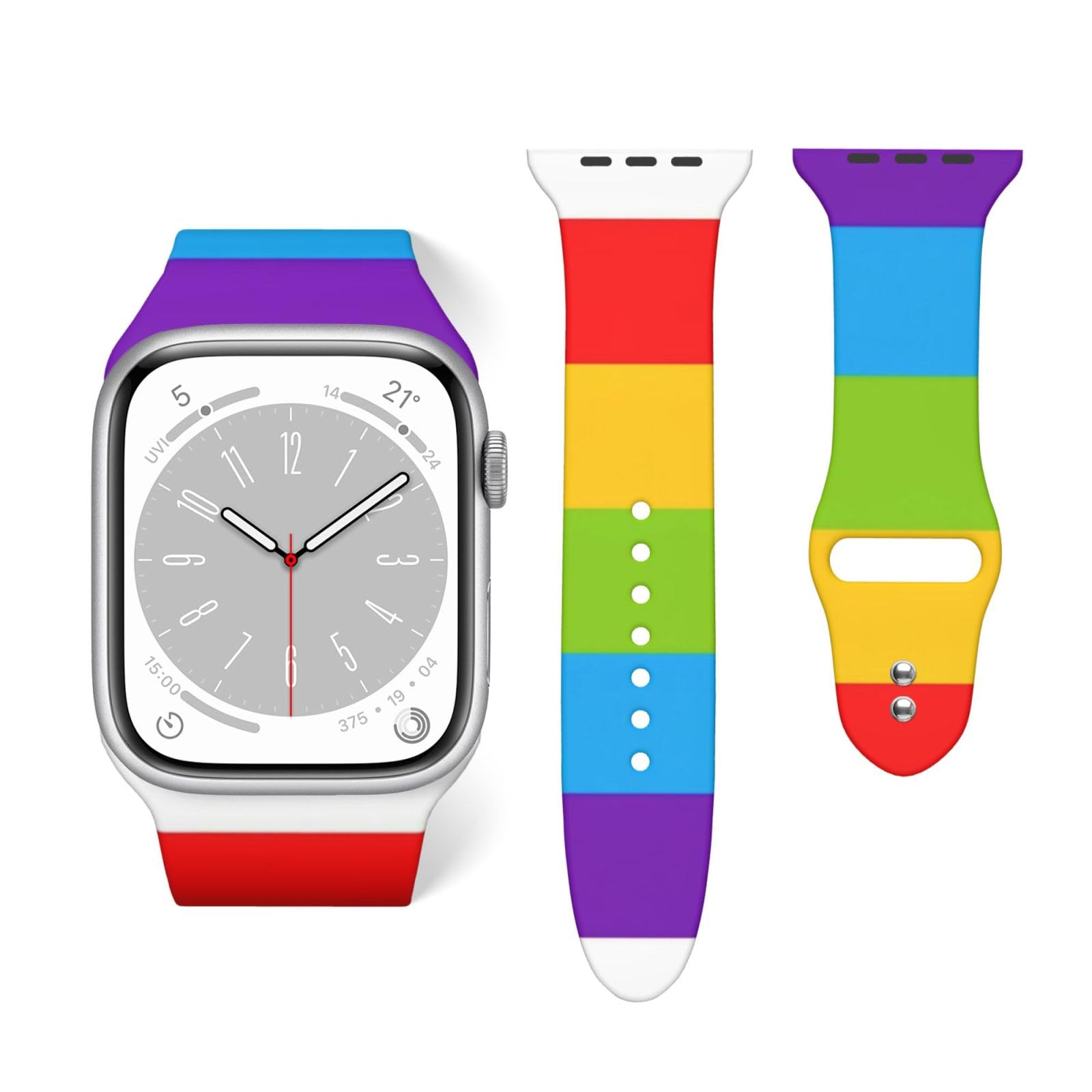 Supdreamc Mens Fashion Silicone Replacement Strap Compatible with iWatch Series, Trendy Watch Bands for Men Lgbt Pride Rainbow F