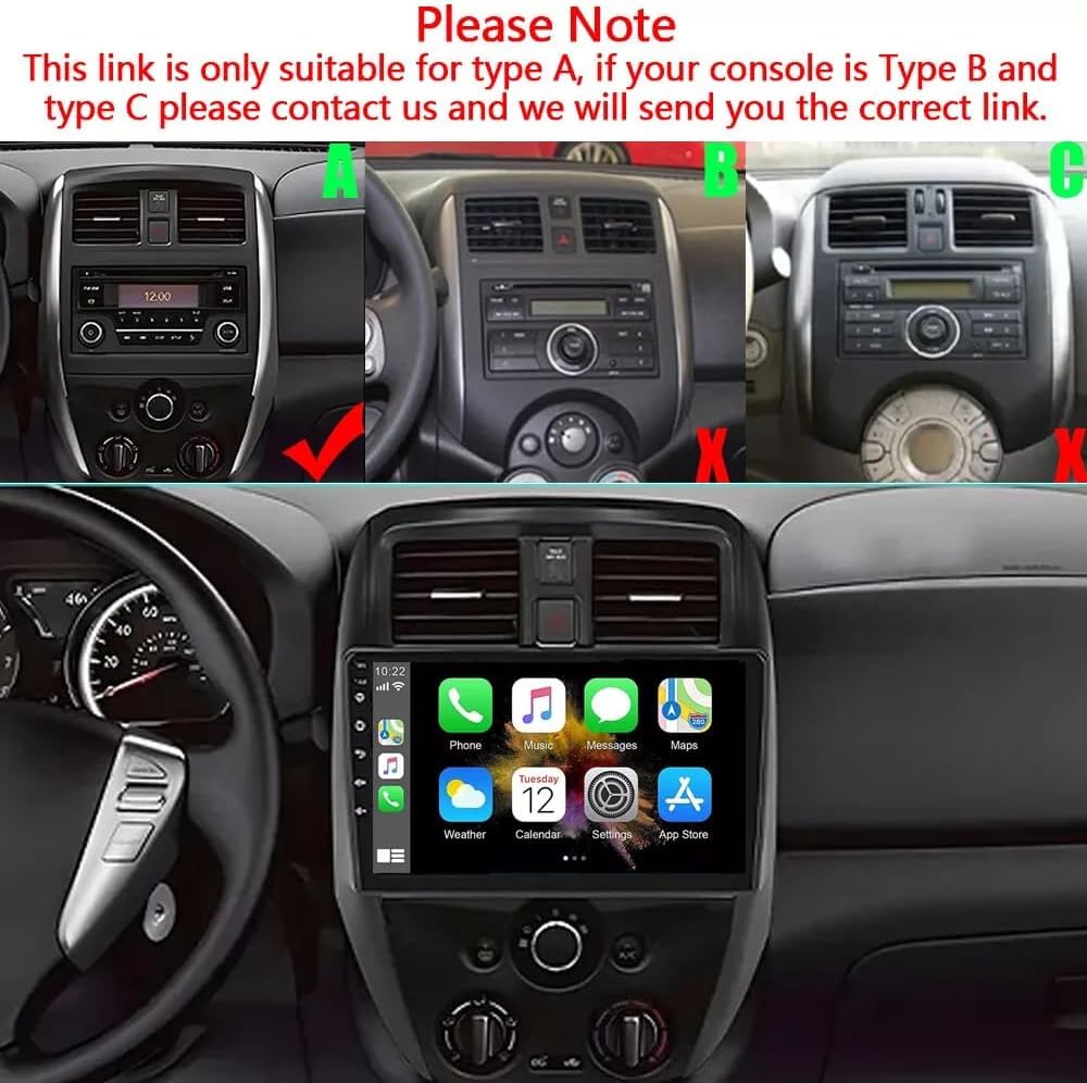 4+64Gb For Nissan Versa Sedan Radio 2015 2019 Android 13 Car Stereo 10'' Touchscreen Wireless Carplay Android Auto Dsp Bluetooth