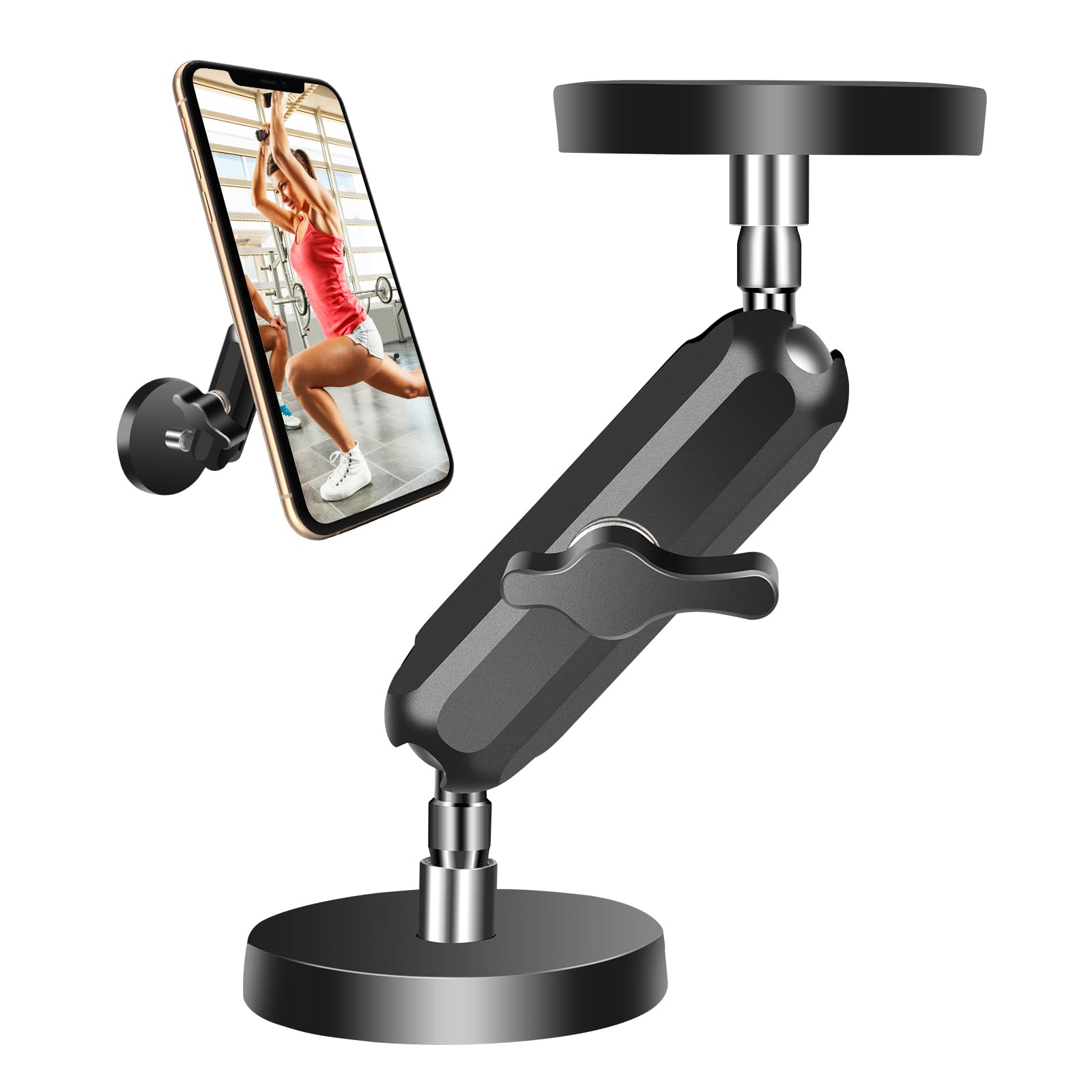 Jolliq Gym Magnetic Phone Holder Attach To Metal Surface, All Metal Dual Magnet Phone Mount For Gym, Compatible With All Iphone 