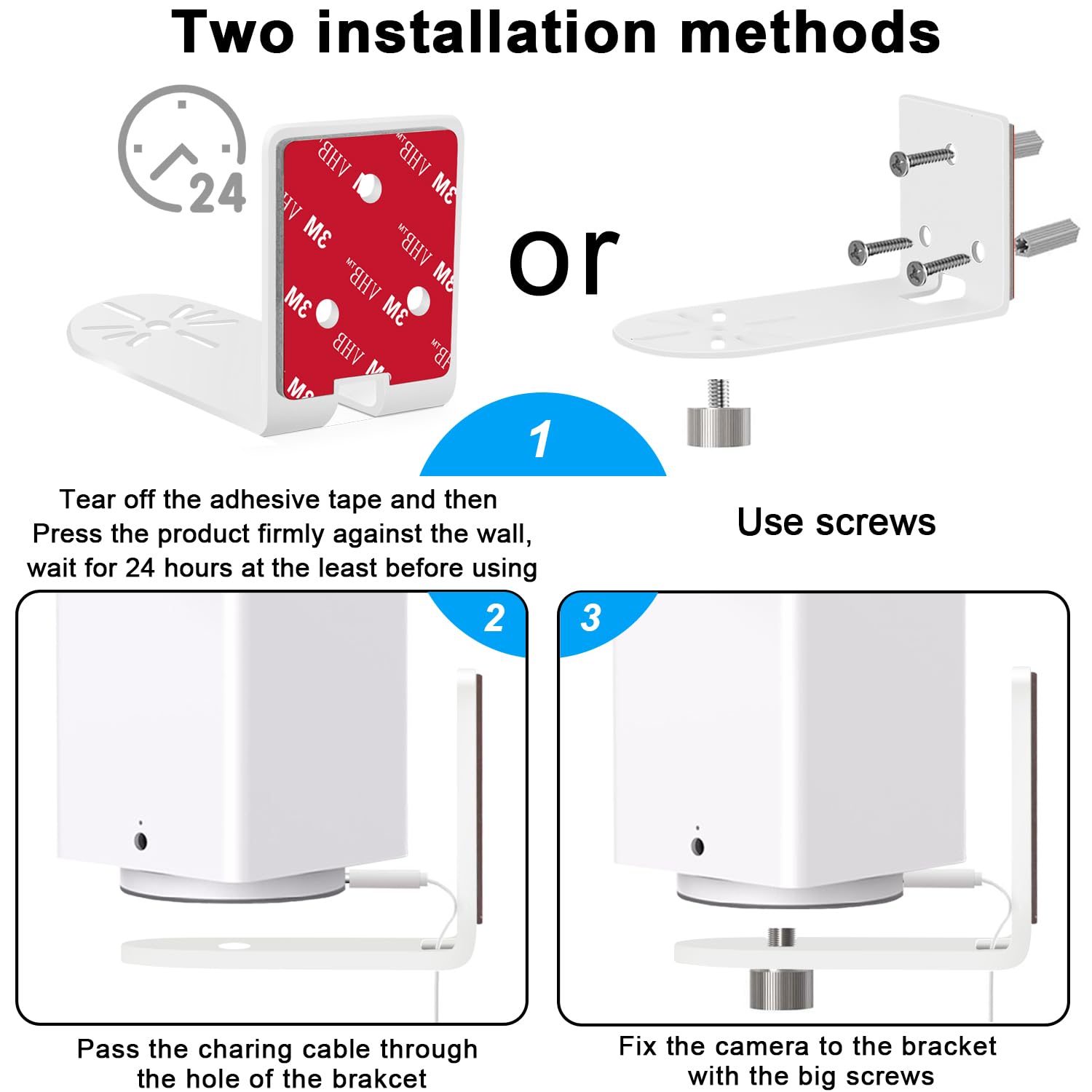 BFYTN 2Pack Adjustable Wall Mount for eufyCam 2C/2C Pro, 3C/S300, SoloCam S220, White Camera Mount Bracket