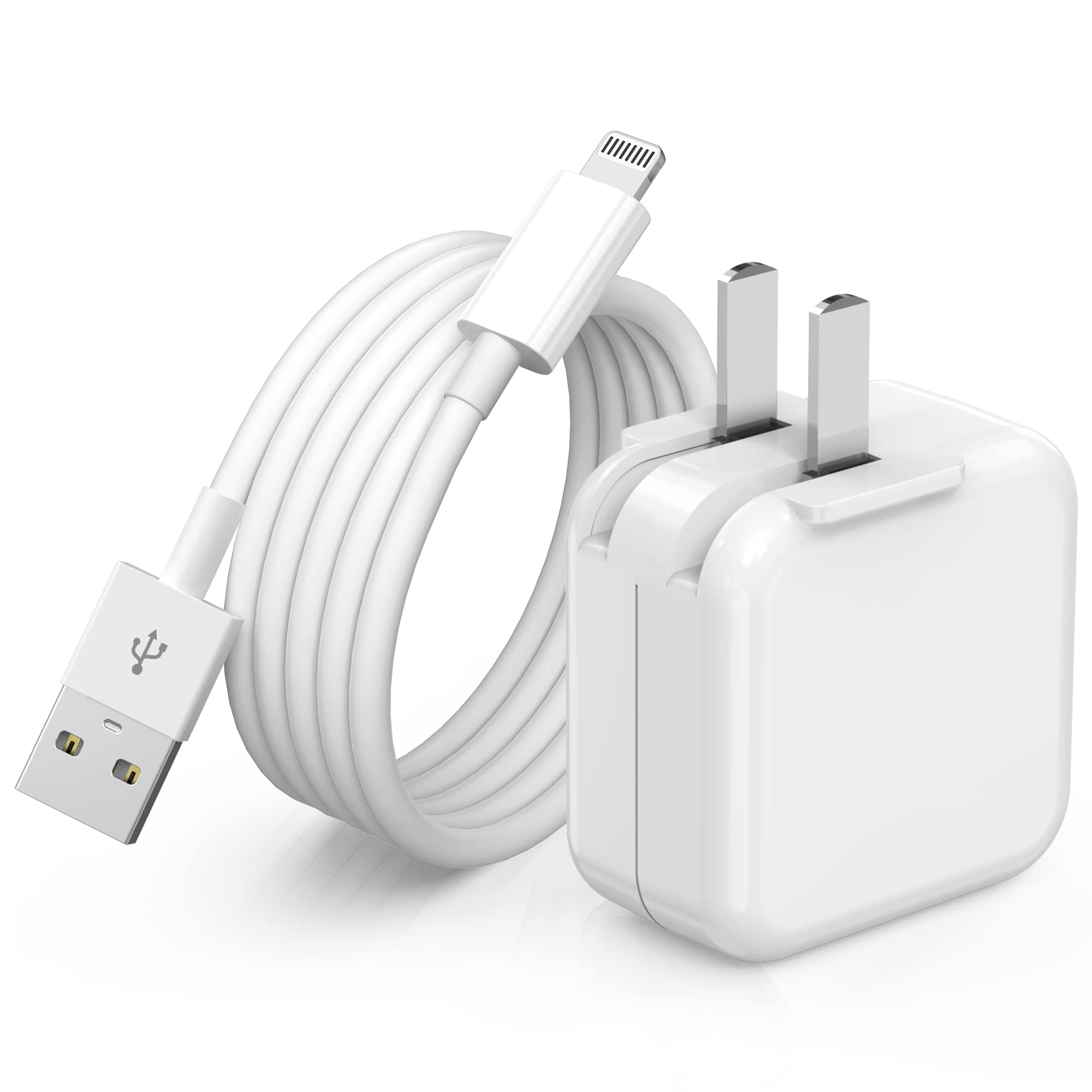 Ipad Charger, Iphone Charger Ipad Cord Fast Charging 12W Usb Wall Charger Foldable Portable Travel Plug With 6.6Ft Lightning Ipa