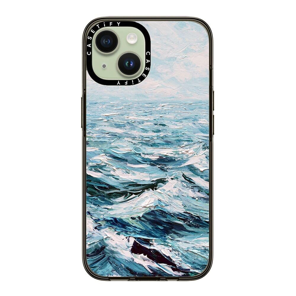 Casetify Compact Case For Iphone 15 [2X Military Grade Drop Tested / 4Ft Drop Protection]   Deep Blue Sea   Clear Black