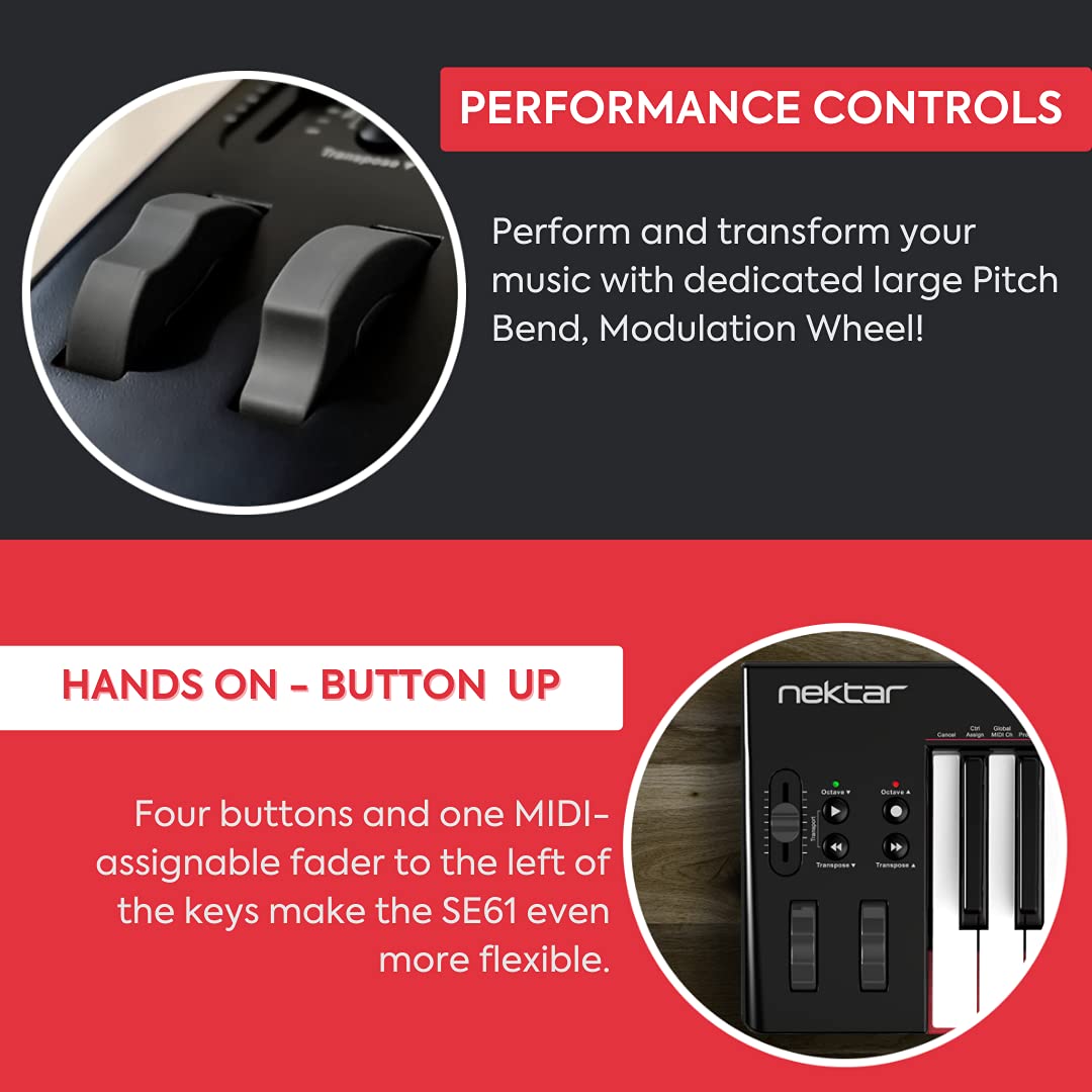 Nektar Se61   Usb Midi Controller Keyboard With Nektar Daw Integration, Black