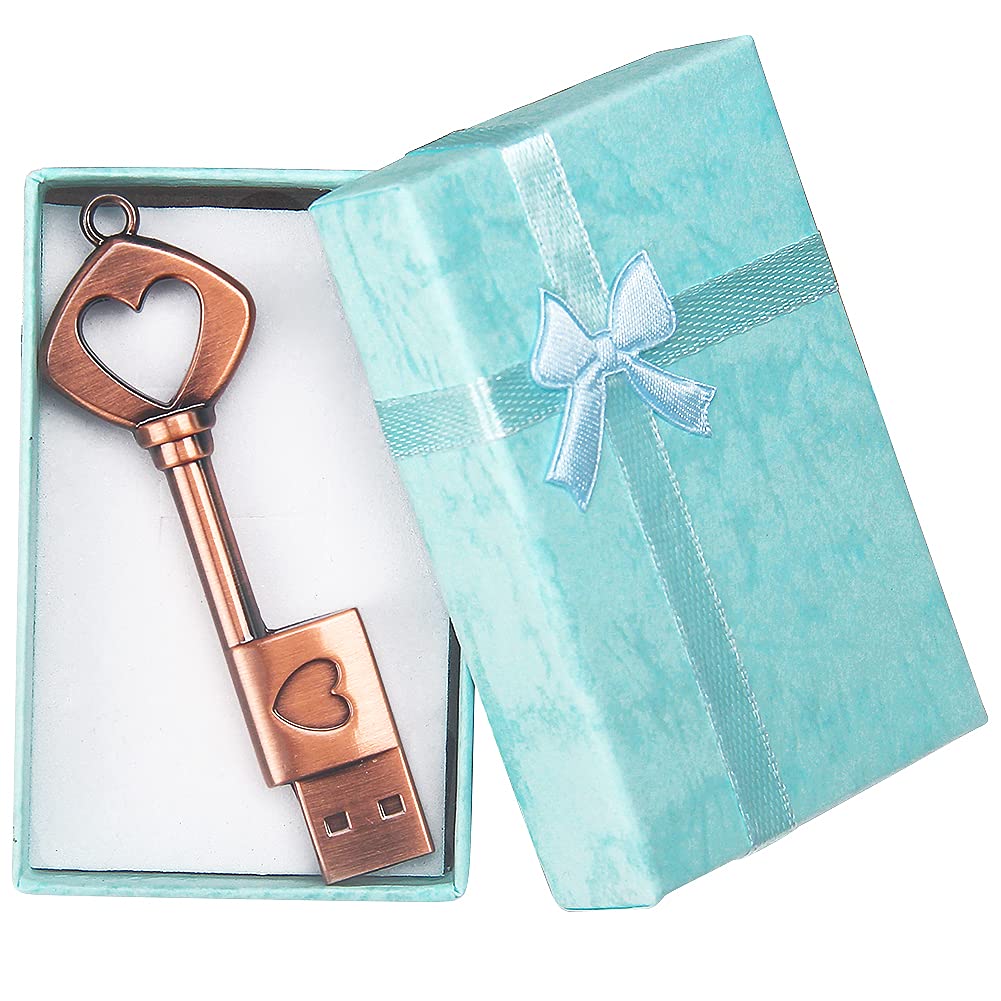 Borlterclamp Cute Usb Flash Drive 32Gb Heart Key Shaped Memory Stick Usb Key With Gift Box