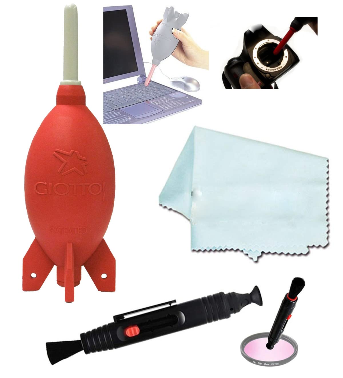 Giottos Aa1903 Rocket Air Blaster Large-Red+Vcc113 Micro-Fiber Cloth+Cleaning Lens Pen