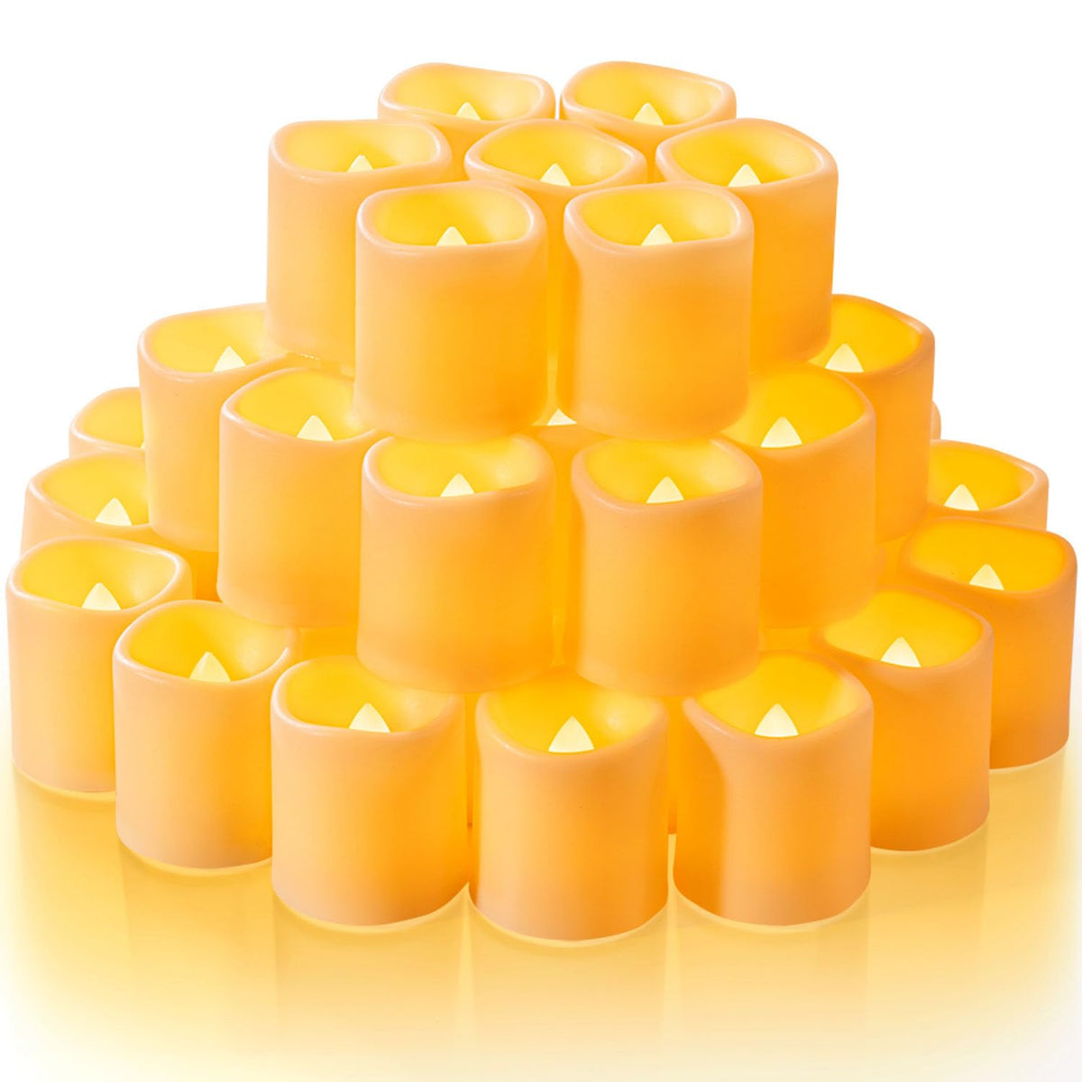 Homemory 50Pack Flickering Flameless Votive Candles, 200+Hour Electric Fake Candles, Battery Operated Led Tealight For Wedding, 
