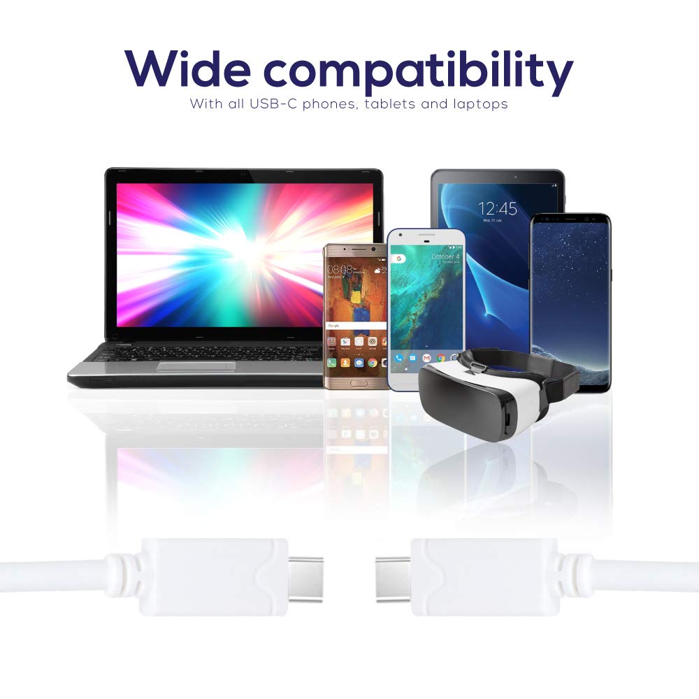 20Ft Usb C To Usb C Cable   Extra Long Usb Type C   Compatible With Samsung, Ipad Pro, Android Devices, Camera Tethering And More (White)