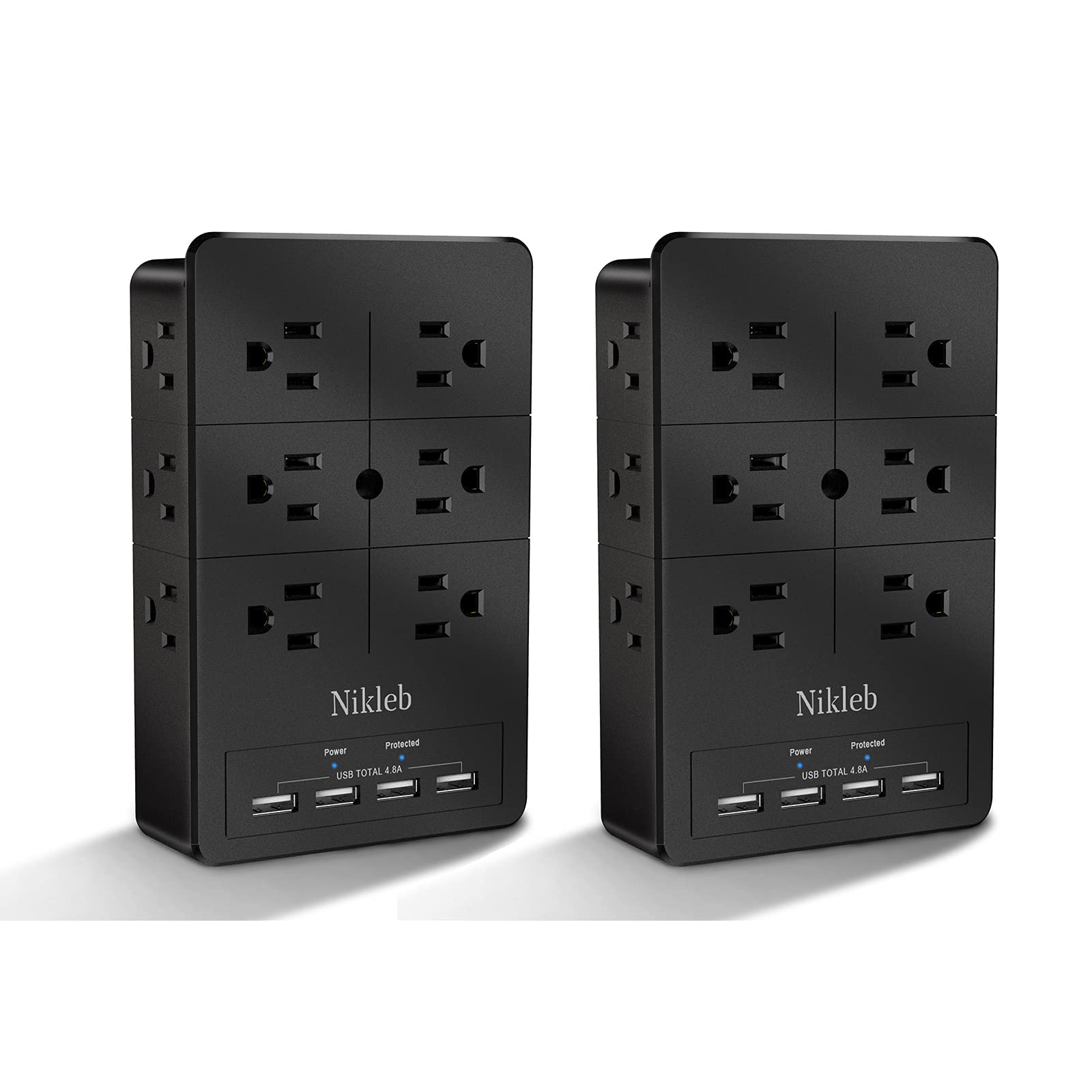 Surge Protector Nikleb, Wall Outlet With 4 Usb Ports 5V 4.8A Total, 12 Multi Outlet Extender, Multiple Usb Plug Adapter Wall Mou