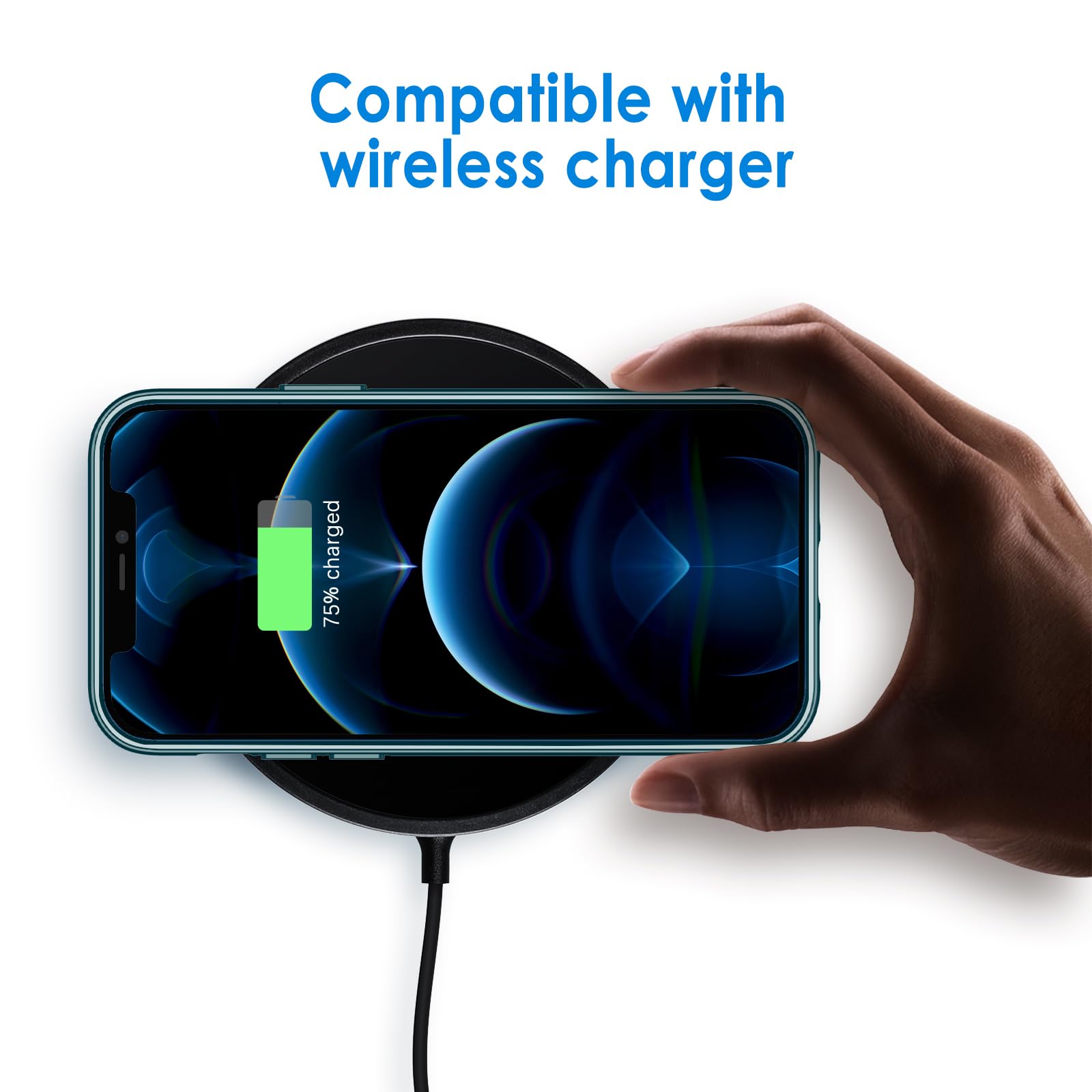 Jetech Case For Iphone 12/12 Pro 6.1 Inch, Non Yellowing Shockproof Phone Bumper Cover, Anti Scratch Clear Back (Pacific Blue)