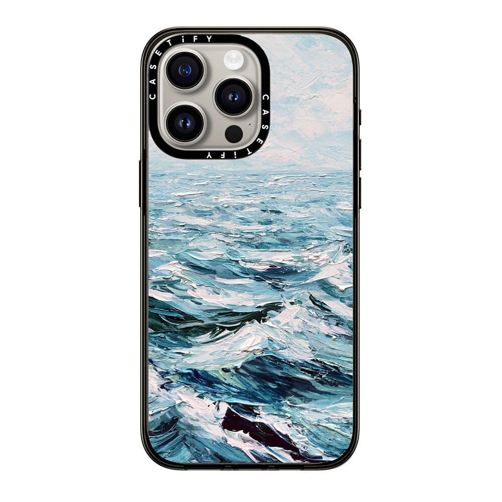 Casetify Compact Case For Iphone 15 Pro Max [2X Military Grade Drop Tested / 4Ft Drop Protection]   Deep Blue Sea   Clear Black