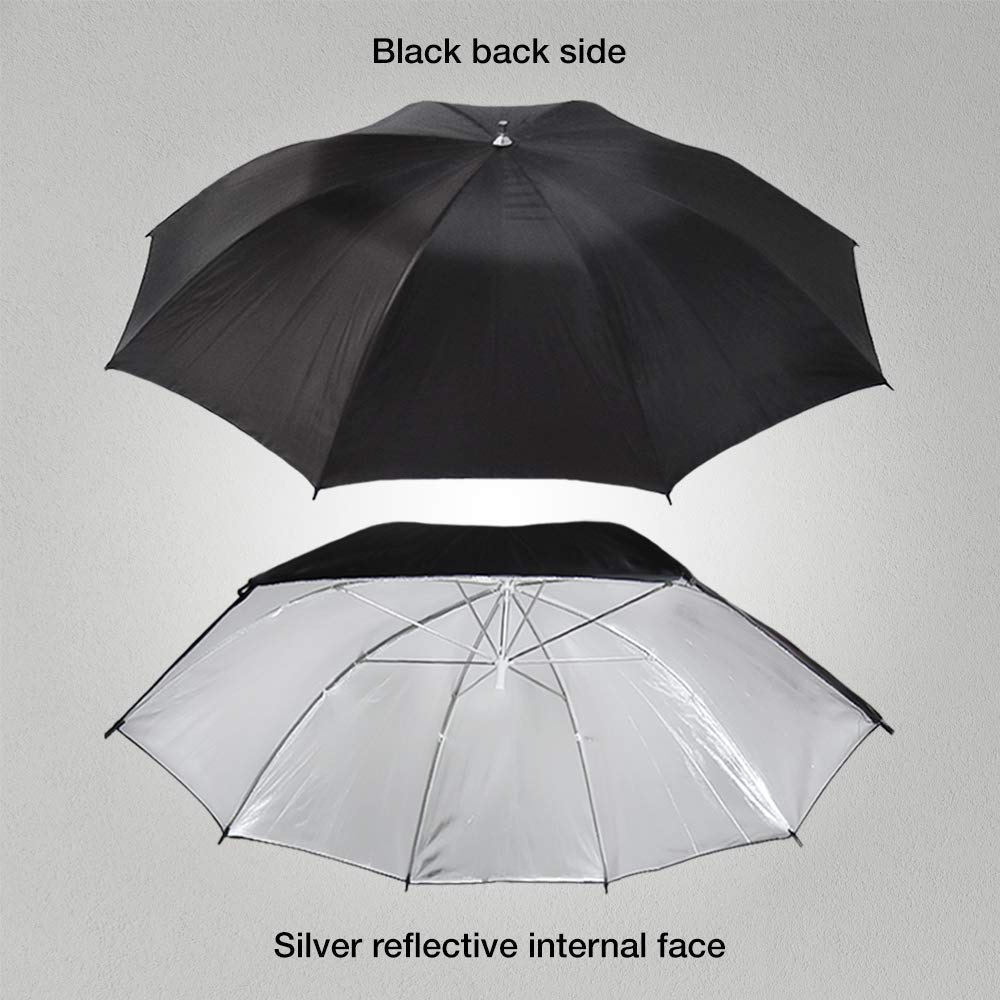Limostudio 33 Inch Diameter Double Layer Black/Silver Photo Umbrella Lighting Reflector For Contrast, Concentrative Light, Agg12
