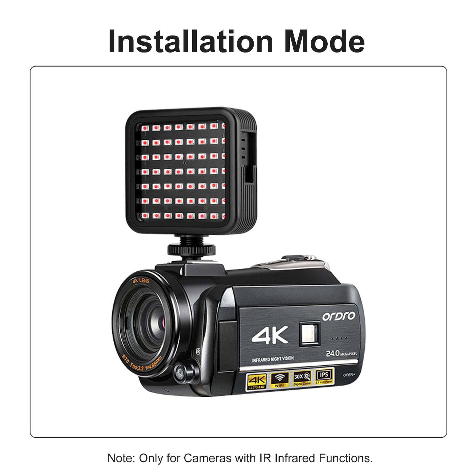 Ordro Ln 5 Ir Night Vision Light For Camera, 2023 New Upgraded Version Infrared Night Light For Enhancing Camera Night Shooting