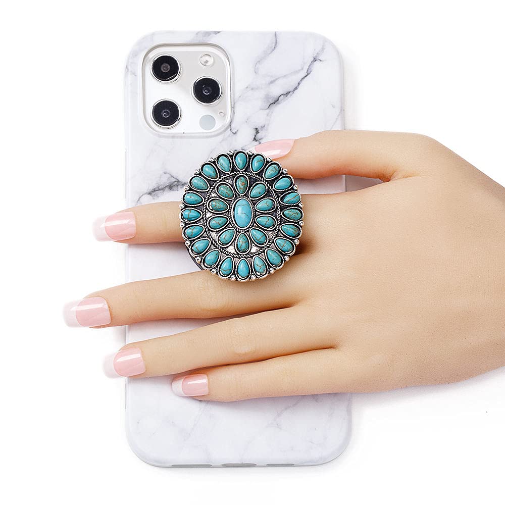 Turquoise Western Phone Grip Teal Marble Stone Phone Holder Uyh6