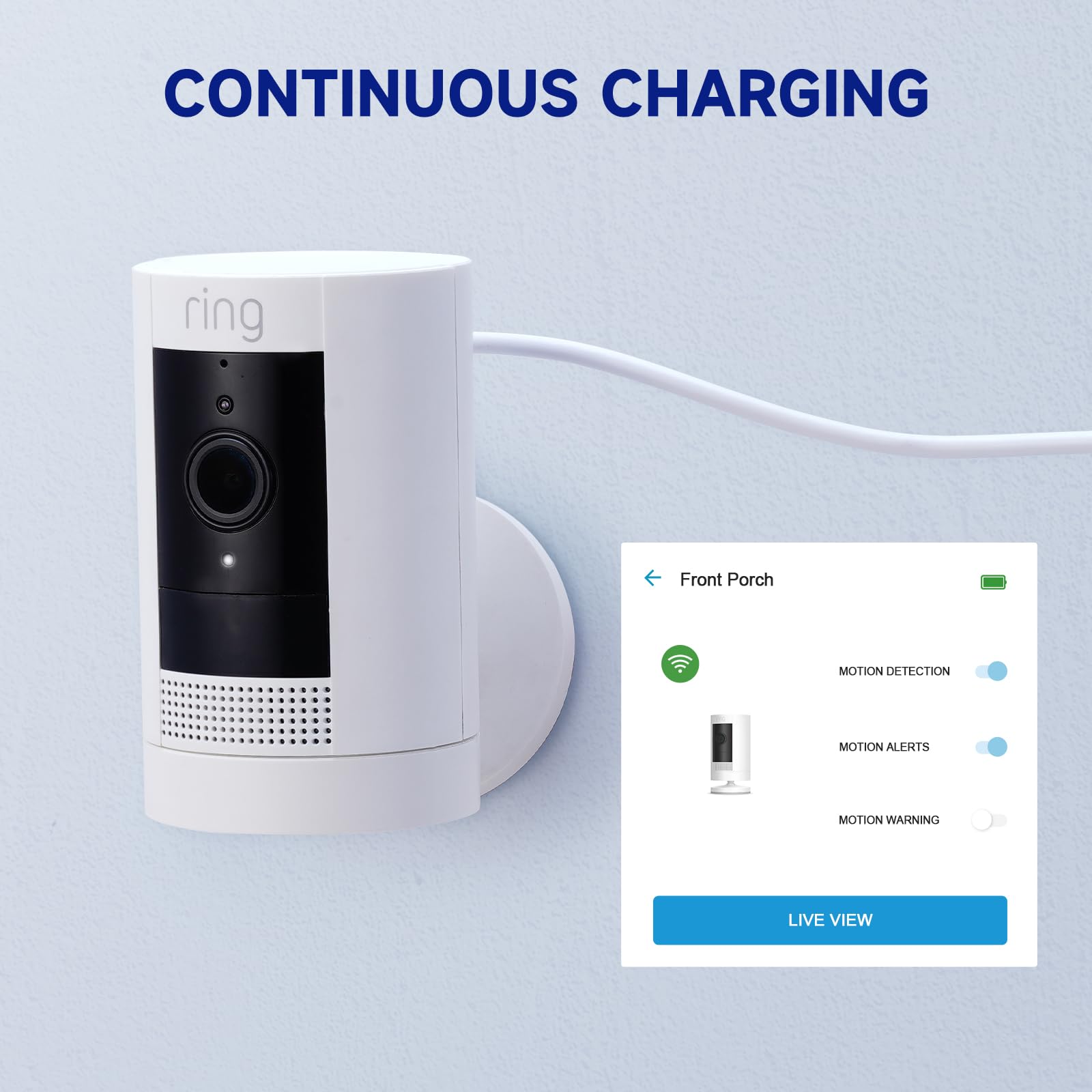 Ayotu 2 Pack 16Ft/5M Charge Cable For Ring Stick Up Cam Battery/Plug In 3Rd Gen/2Nd Gen, Power Adapter Continuous Charging With