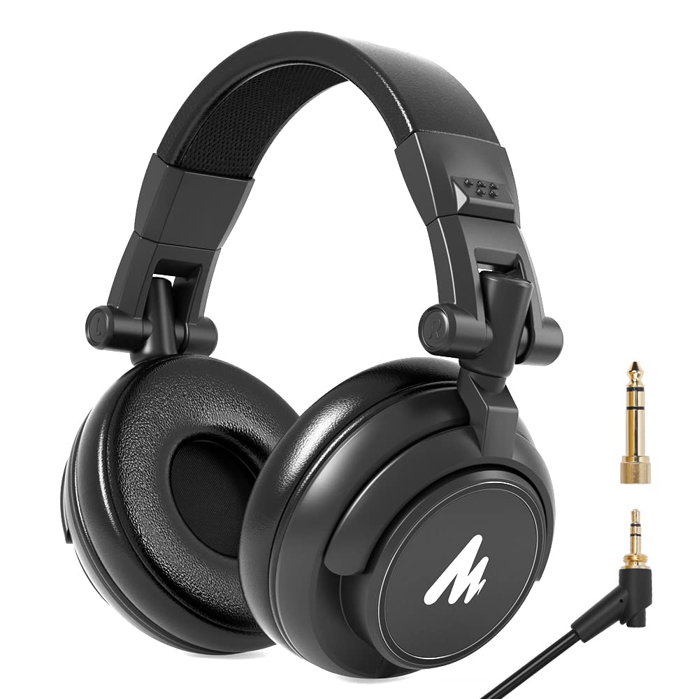 Maono 50Mm Drivers Studio Headphones Au Mh601 Over Ear Stereo Monitor Closed Back Headphones For Music, Dj, Podcast (Black)