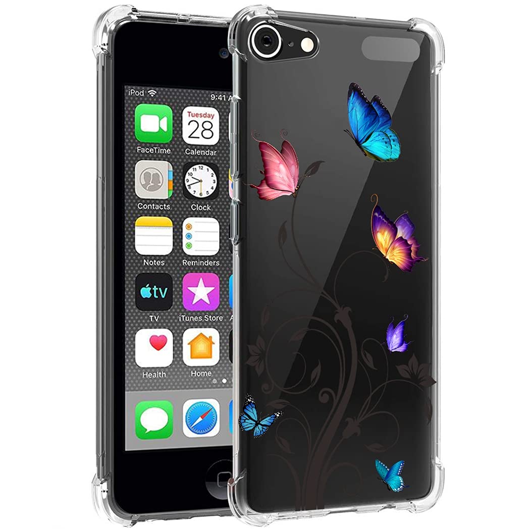 Bohefo Clear Case Compatible With Ipod Touch 7 / Ipod Touch 6 / Ipod Touch 5 Case For Girls Women, Cute Soft Tpu Shockproof Prot