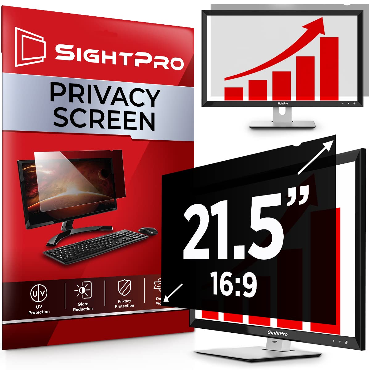 Sightpro 21.5 Inch 16:9 Computer Privacy Screen Filter For Monitor   Privacy Shield And Anti Glare Protector