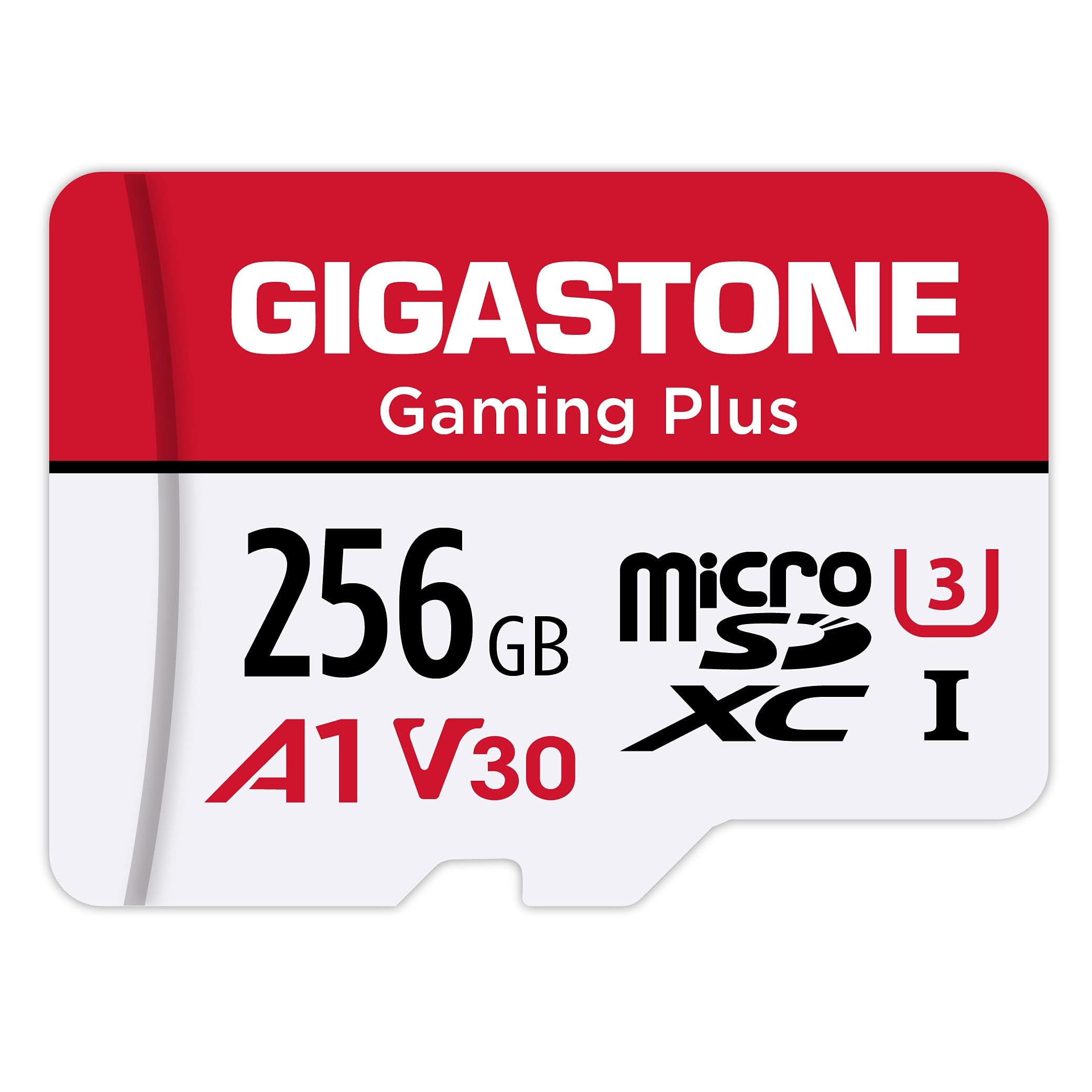 GIGASTONE 256GB Micro SD Card, Gaming Plus, MicroSDXC Memory Card for Nintendo-Switch 1, Steam Deck, Dash Cam, Security Camera, 