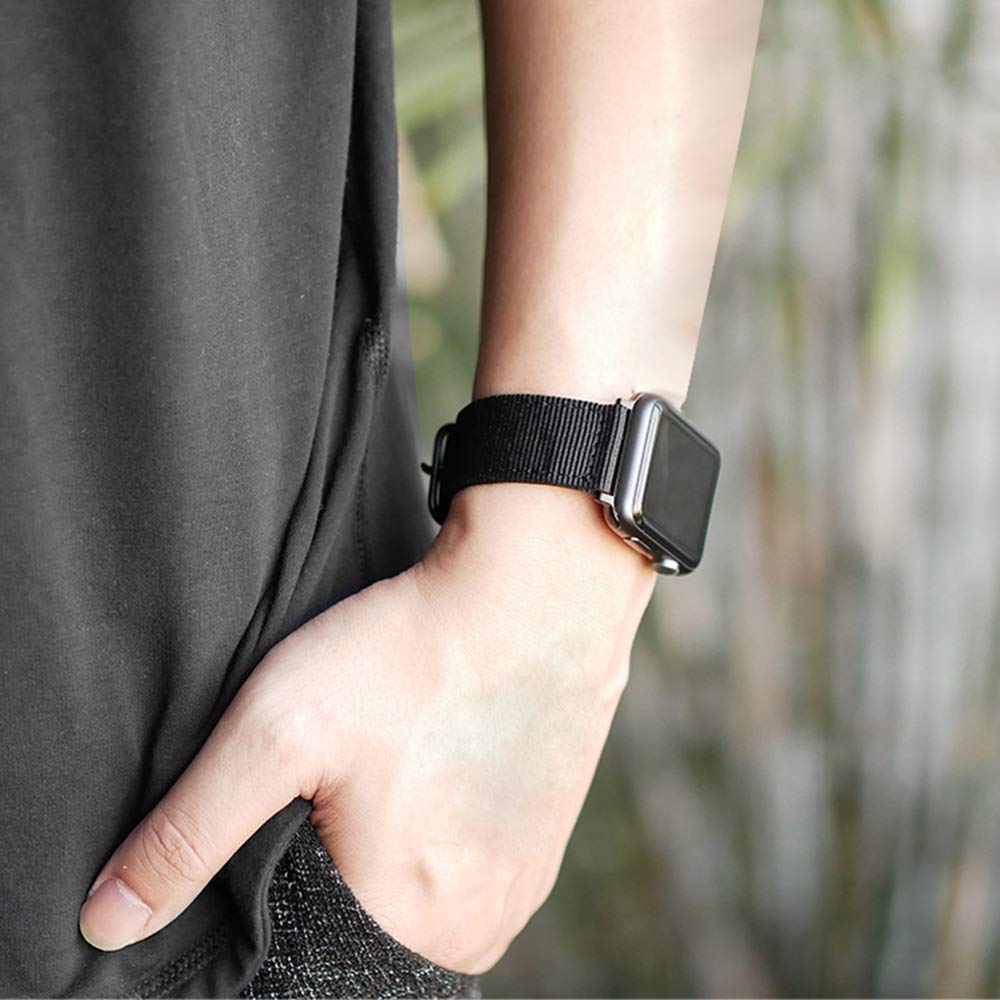 Cnymany 24Mm Universal Ballistic Watch Band, Nylon Canvas Woven Loop Replacement Strap Wristband Buckle Fastener Adjustable Clos