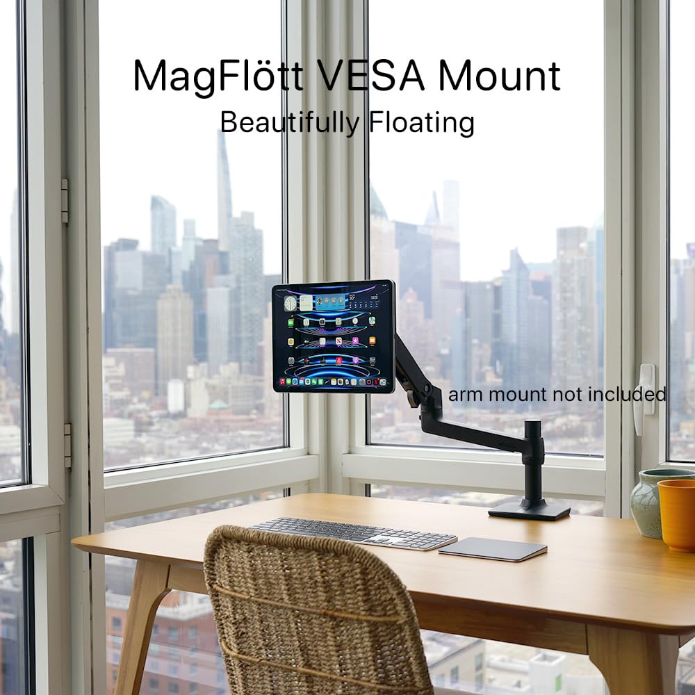 Charjenpro Magflott Vesa Mount 11' / 10.9' For Ipad Pro 11, Ipad Air, Ipad 10Th Gen, Built In Magnetic Holder For Iphone With Magsafe. Includes 6� Usb C Cable. No Tools Needed. Arm Mount Not Included.