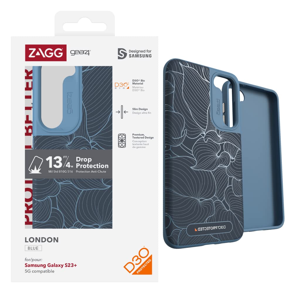 Zagg Gear4 London Samsung Galaxy S23+ Series Phone Case, D30 Drop Protection Up To 13Ft / 4M, Contemporary Design With 3D Printe