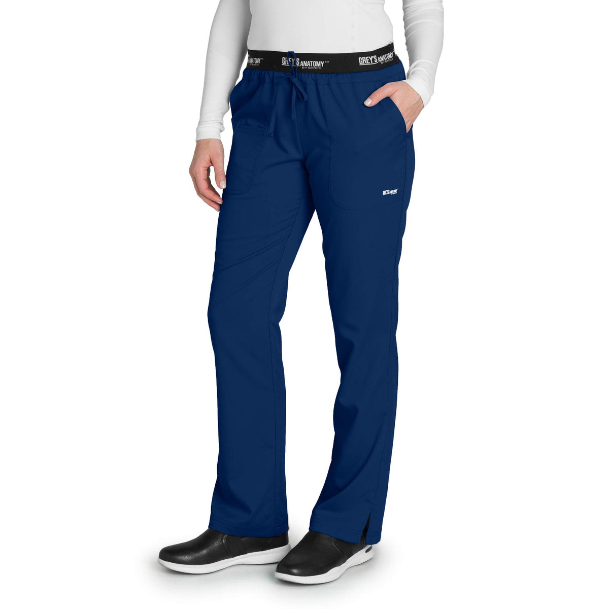 Greys Anatomy 4275 3 Pkt Logo Waist Pant With Drawstring (Indigo, X Large)