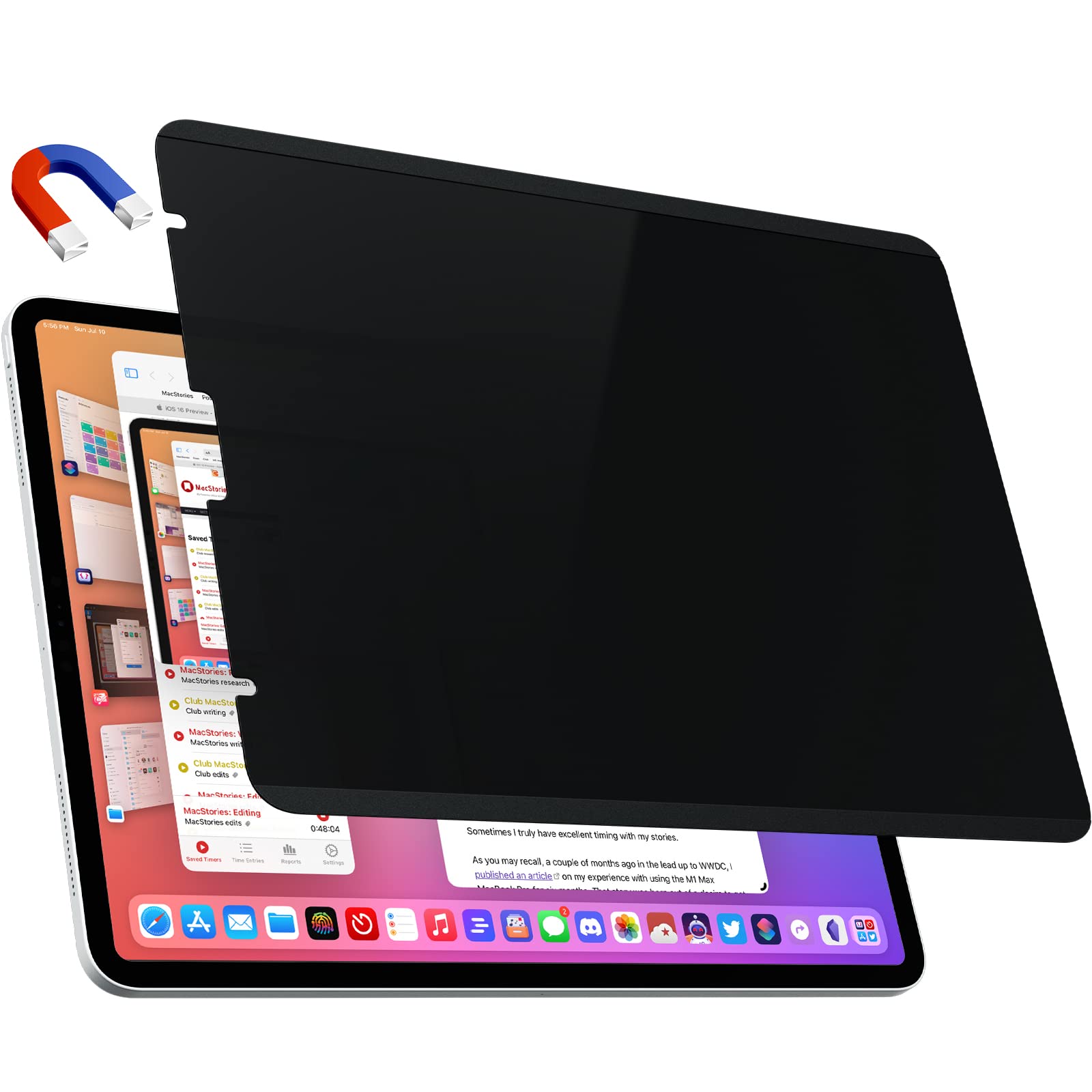 Iprokko Magnetic Privacy Screen Protector Compatible With Ipad Pro 12.9 Inch (6Th/5Th/4Th/3Rd Generation, 2022 2021 2020 2018), 