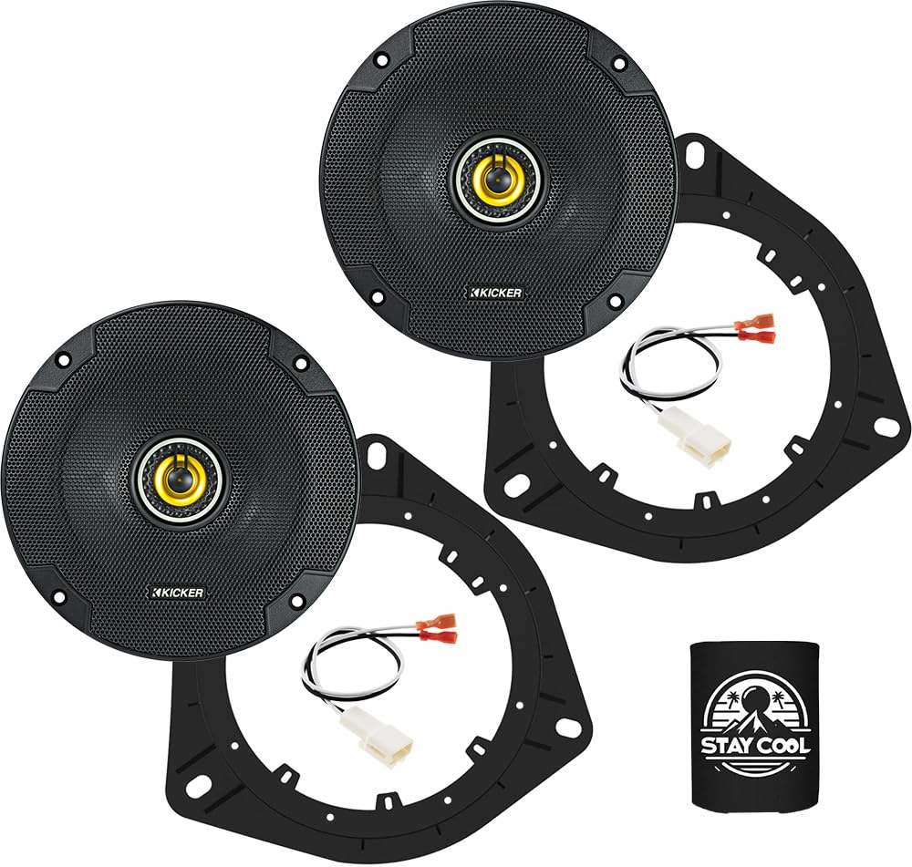 Kicker Speakers 6.5 Inch For Toyota Sequoia 2003-2007 Upgrade Kit - Pair Of Cs Series With Adapters And Harness, Coaxial 6 1/2 C