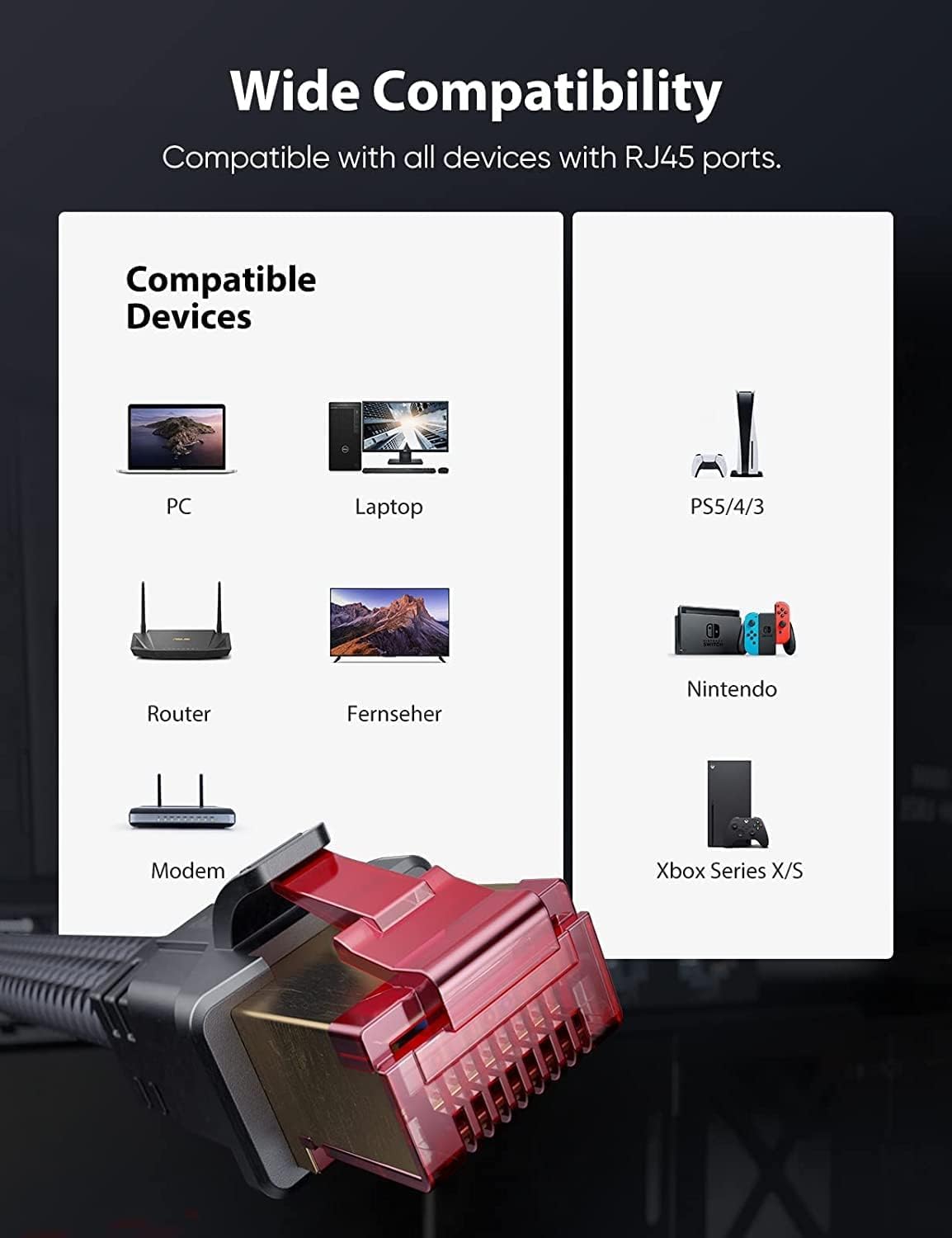 Cat 8 Ethernet Cable 100 Ft,Snowkids High Speed 40Gbps,2000Mhz Braided High Duty Lan Cable,Gold Plated Rj45 Connector,S/Ftp Shie