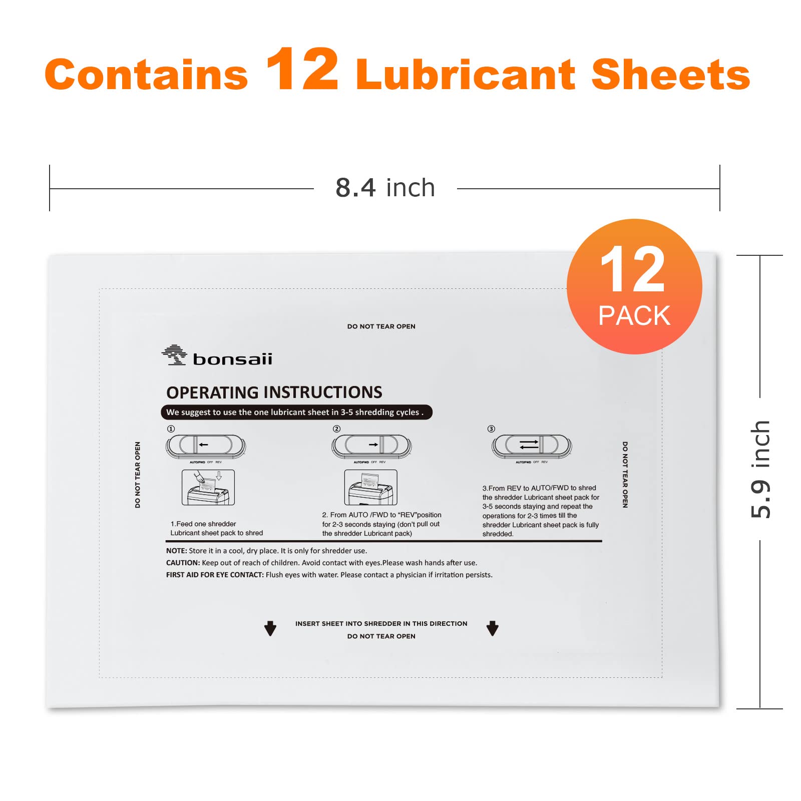 Bonsaii Paper Shredder Lubricant Sheets,12 Pack (8.4 X 5.9 Inch/Piece)