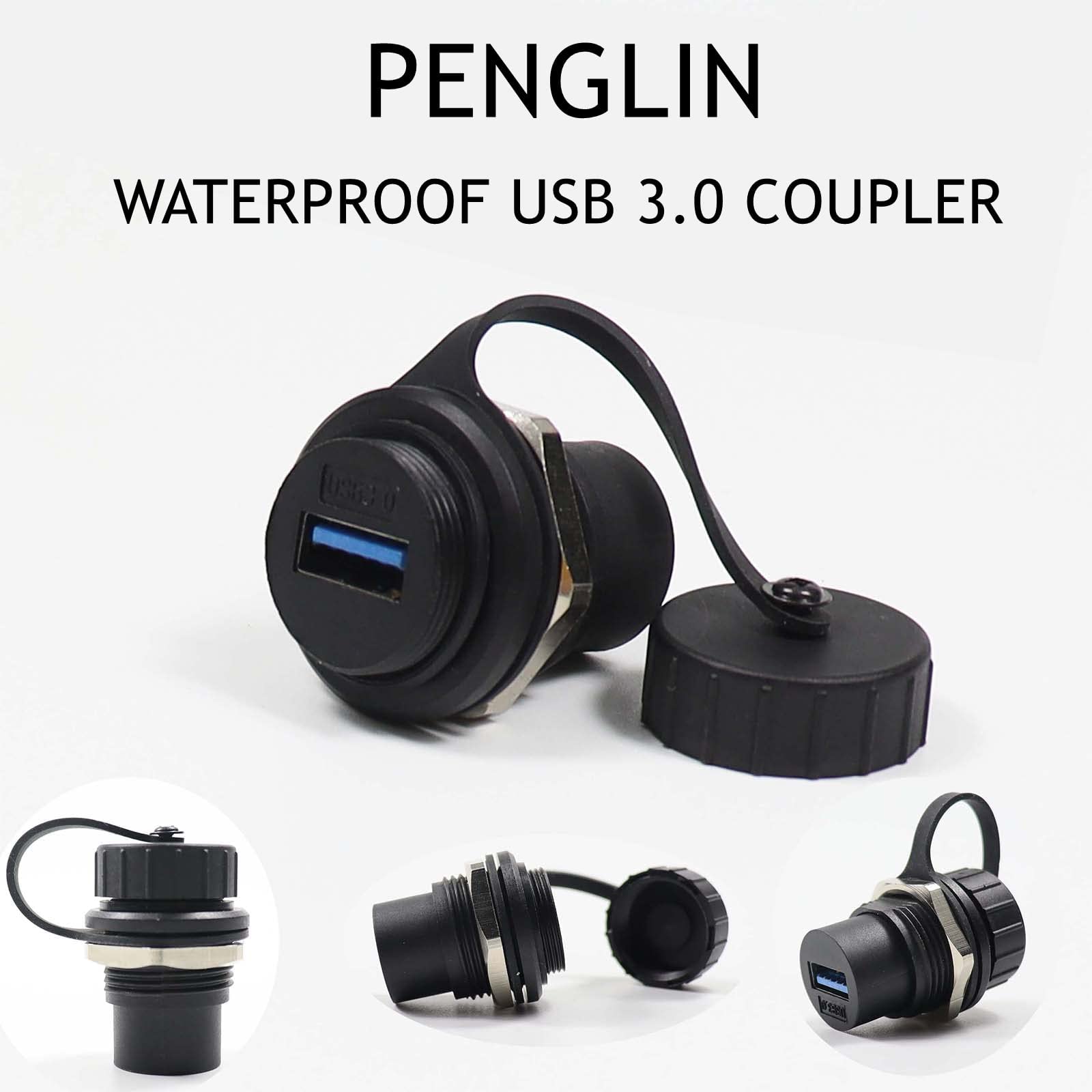 Penglin 5Pcs Usb3.0 Waterproof Connector,Industrial Panel Mount Bulkhead,Female To Female Feed Thru Data Transfer Coupler