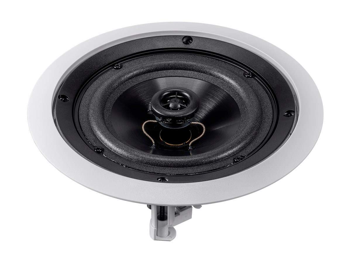 Monoprice 2 Way Polypropylene Ceiling Speakers   6.5 Inch, Pair, With Paintable Grille   Aria Series