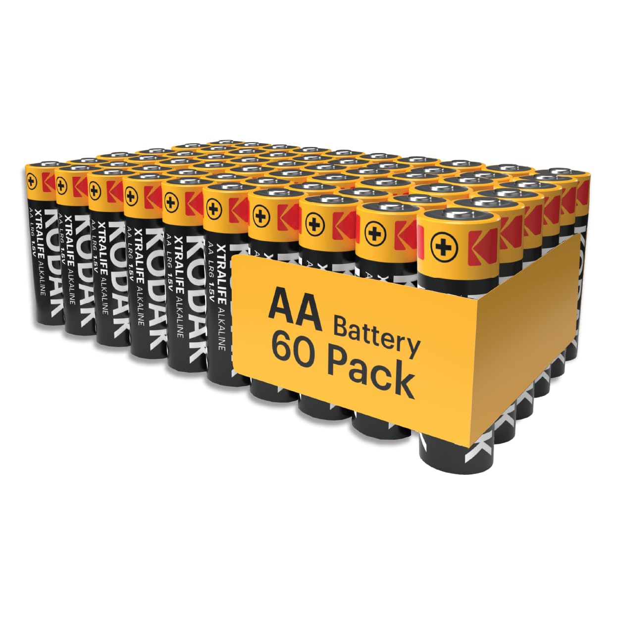 KODAK AA Batteries - Alkaline Batteries, 1.5V Mignon LR06 MN1500 AM3 Battery Pack (60 Count) (Qty 60.)