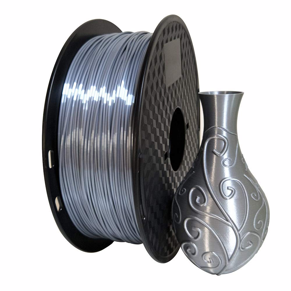 Silk Silver Pla 3D Printer Filament 175 Mm 1Kg 22 Lbs Spool 3D Printing Material Shine Silky Shiny Metallic Metal Cc3D Pla Filam