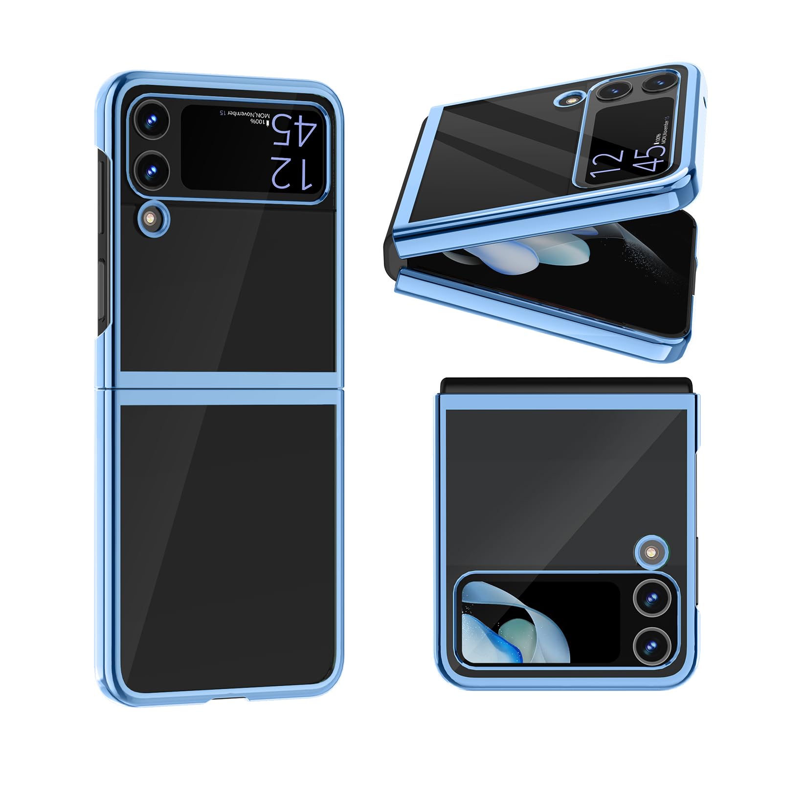 Mateprox Compatible With Samsung Galaxy Z Flip 3 Case, Slim Thin Lightweight Protective Phone Case With Clear Back With Electrop